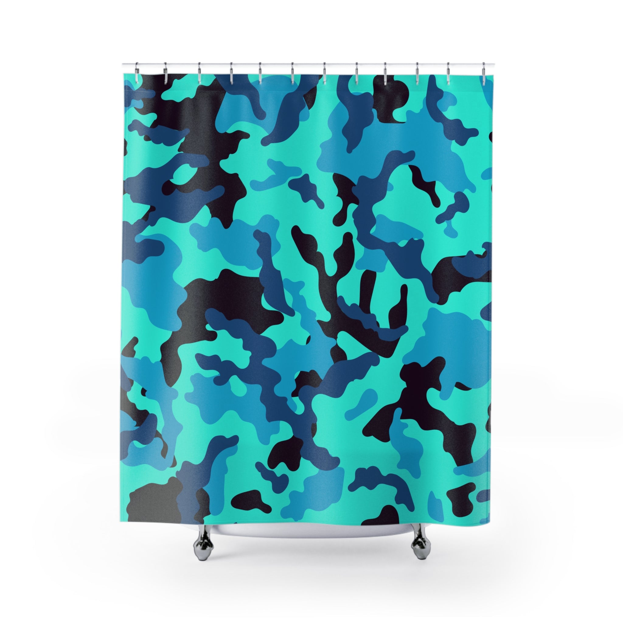 Turquoise Camo Shower Curtains