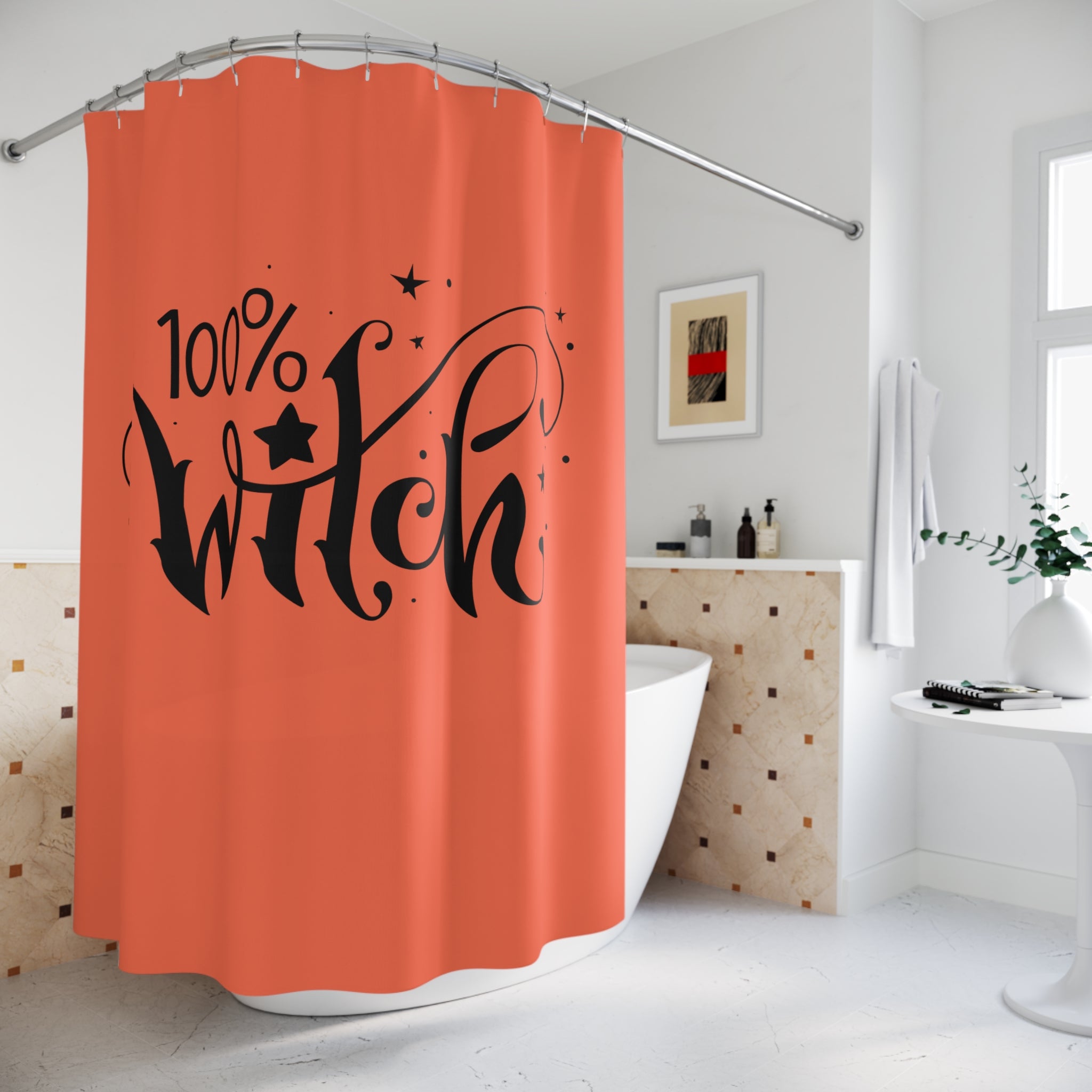 100% Witch Shower Curtain | Halloween Decor, Witchy Bathroom, Spooky Shower, Gift for Witches, Boho Home Accents