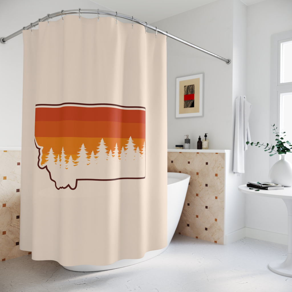 Montana Sunset Shower Curtain | Rustic Bathroom Decor, Nature-Inspired Gift, Bohemian Home Accessory, Outdoor Enthusiast Decor