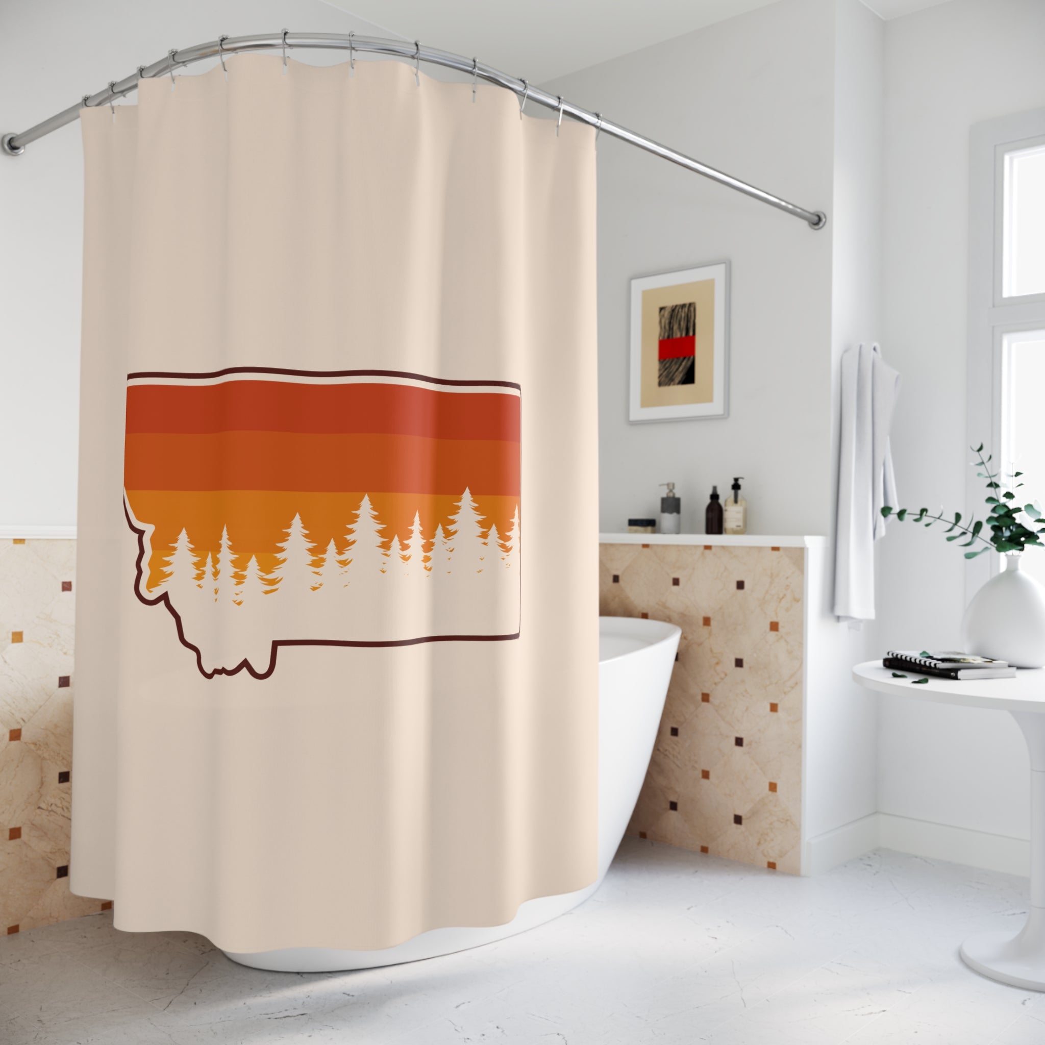 Montana Sunset Shower Curtain | Rustic Bathroom Decor, Nature-Inspired Gift, Bohemian Home Accessory, Outdoor Enthusiast Decor