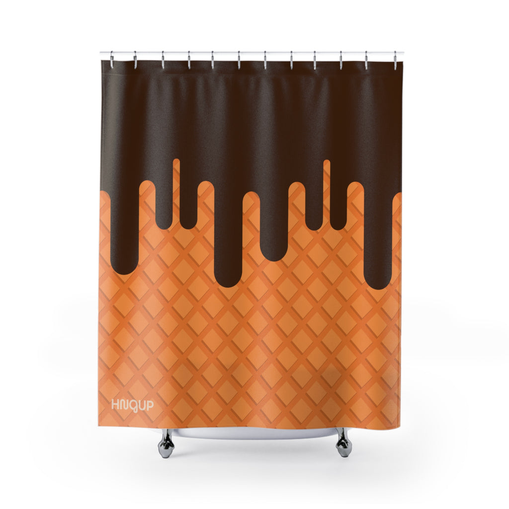 Chocolate Drizzle Ice Cream Shower Curtain, Fun Bathroom Decor, Modern Art, Gifts for Bakers, Kitchen Theme, Unique Home Accessory