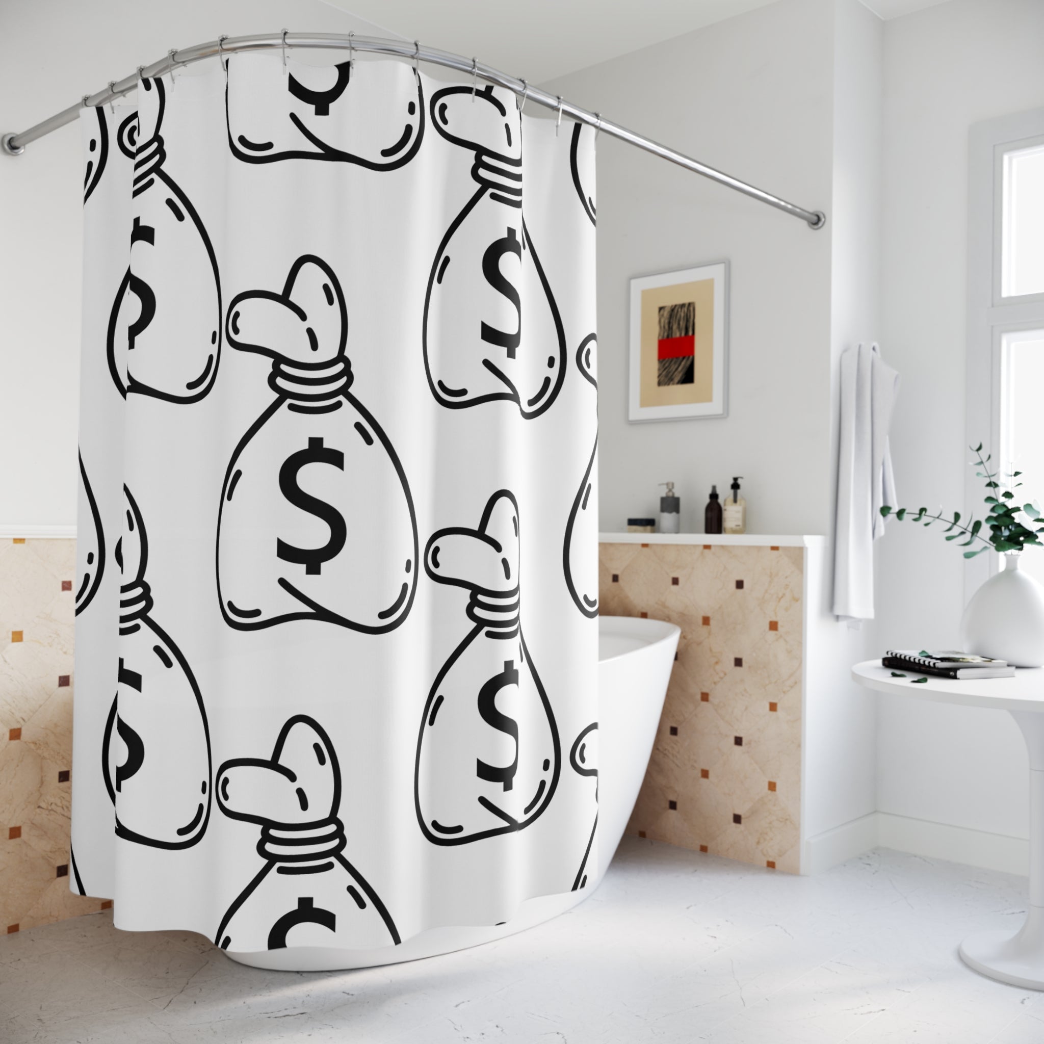Money Sacks Pattern Shower Curtain