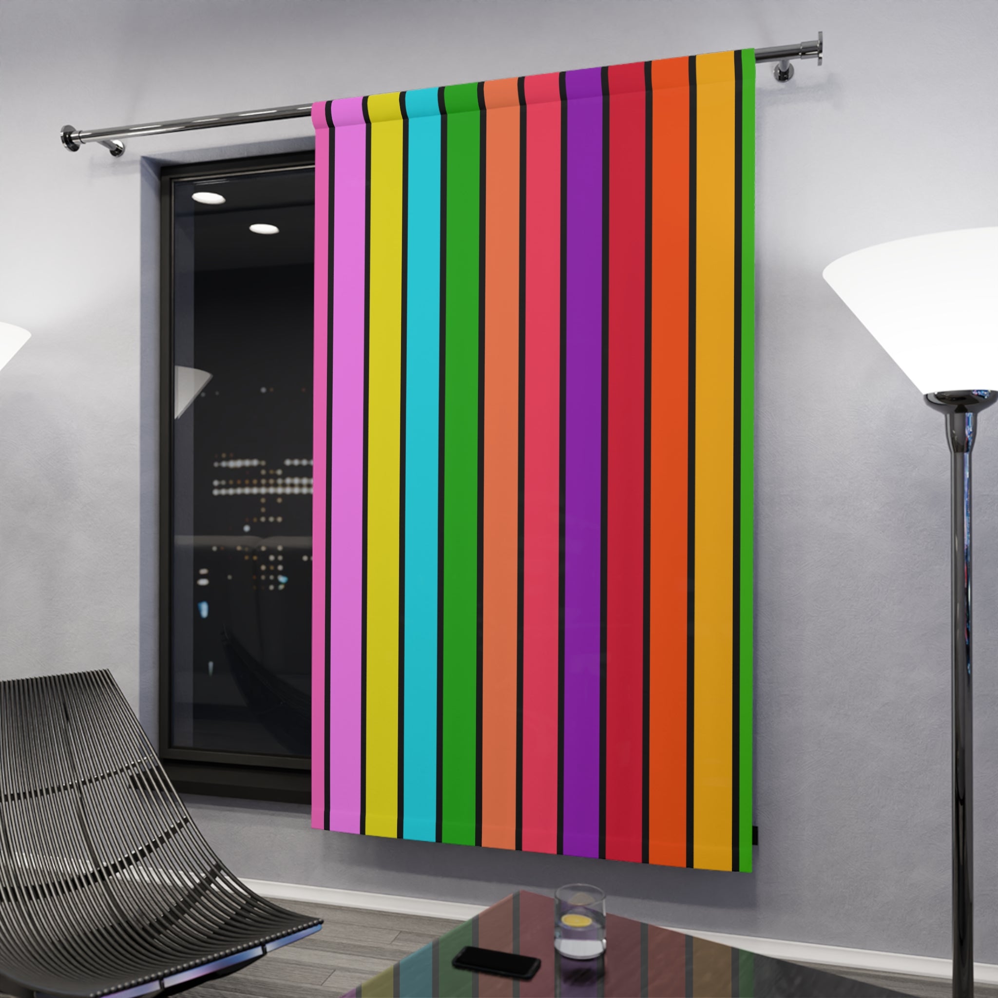 Striped Rainbowish Pattern Blackout Window Curtain
