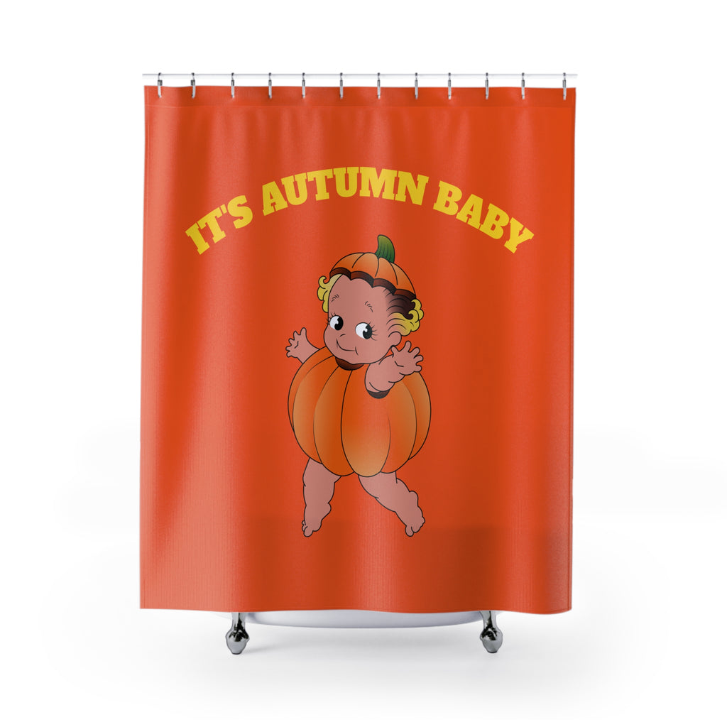 Adorable Autumn Baby Shower Curtain, Cute Seasonal Decor for Kids' Bathrooms, Halloween, Fall Celebration, Nursery