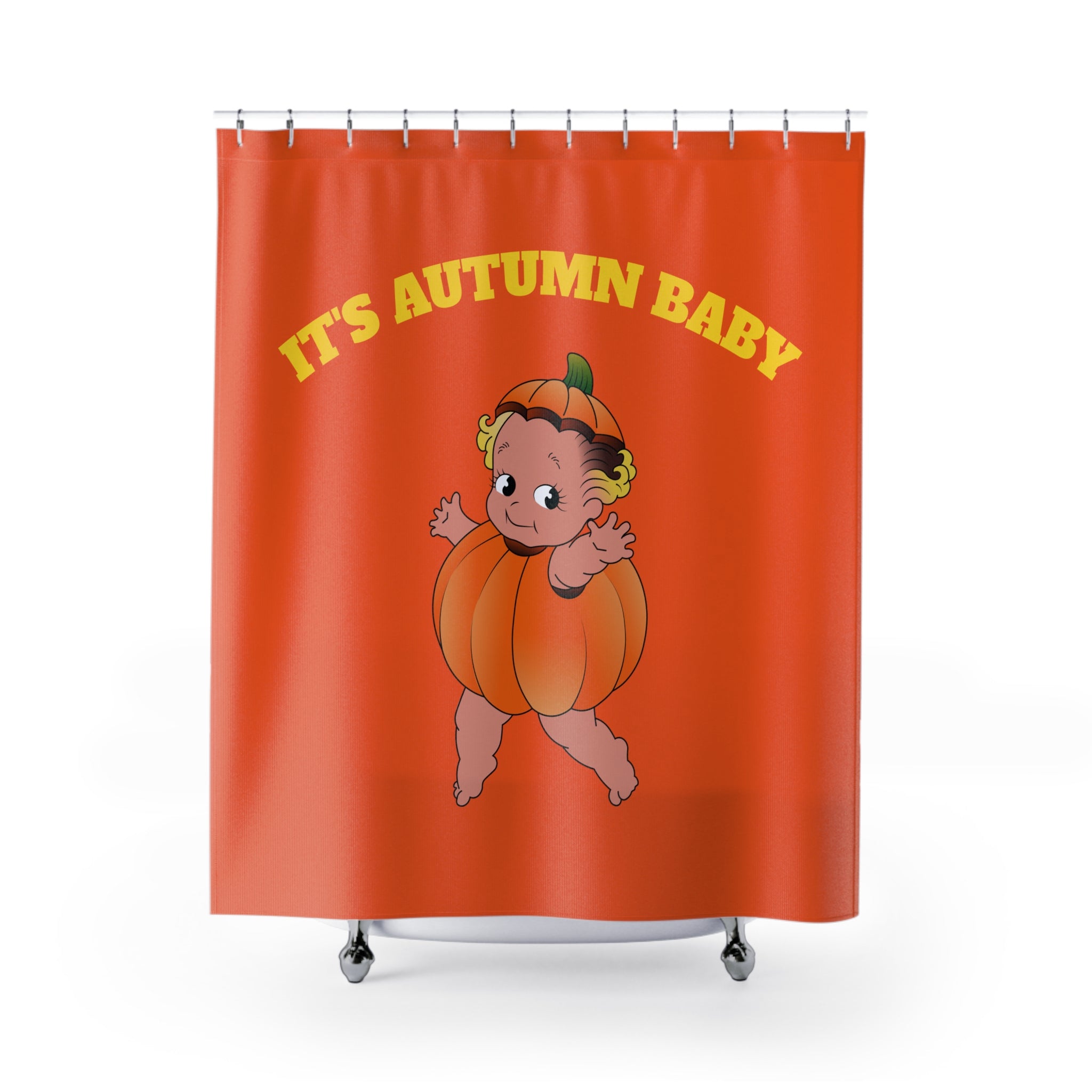 Adorable Autumn Baby Shower Curtain, Cute Seasonal Decor for Kids' Bathrooms, Halloween, Fall Celebration, Nursery