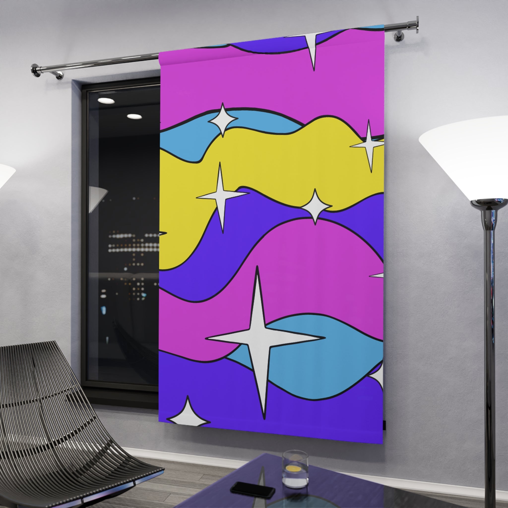 Genie Swirly Stars Pattern Blackout Window Curtain