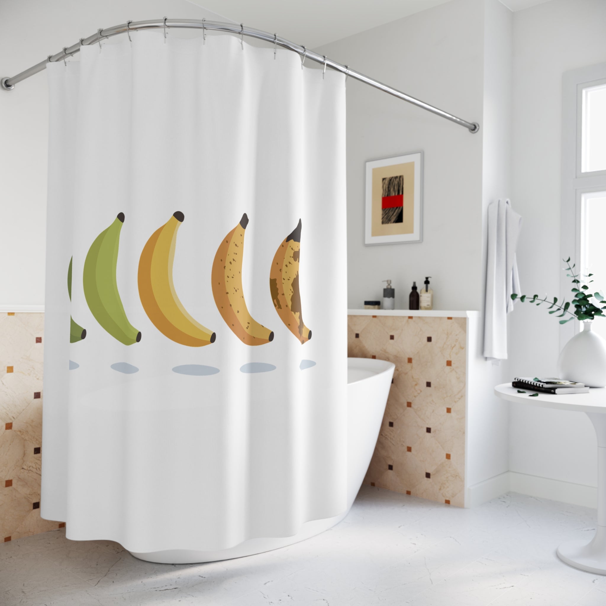 Banana Lifecycle Shower Curtain | Fun Bathroom Decor, Unique Gift, Modern Home Accessories, Kitchen & Bath Decor, Tropical Vibe