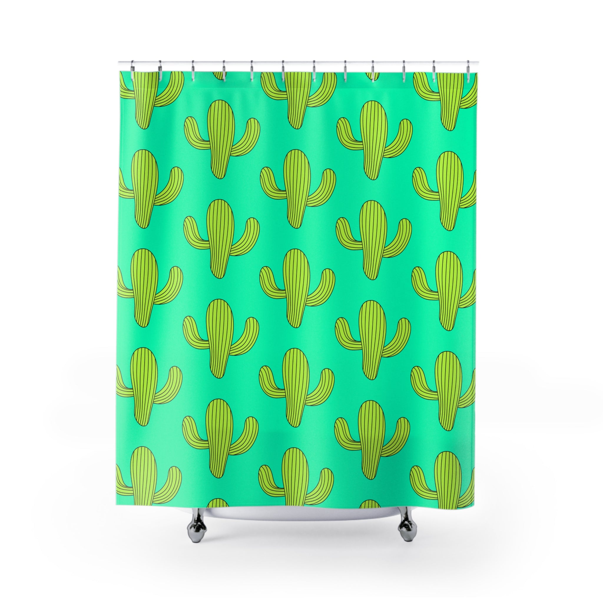 Vibrant Cactus Shower Curtain with Bold Colors, Bohemian Bathroom Decor, Unique Gift for Home, Summer Vibe, Fun Bathroom Accessories