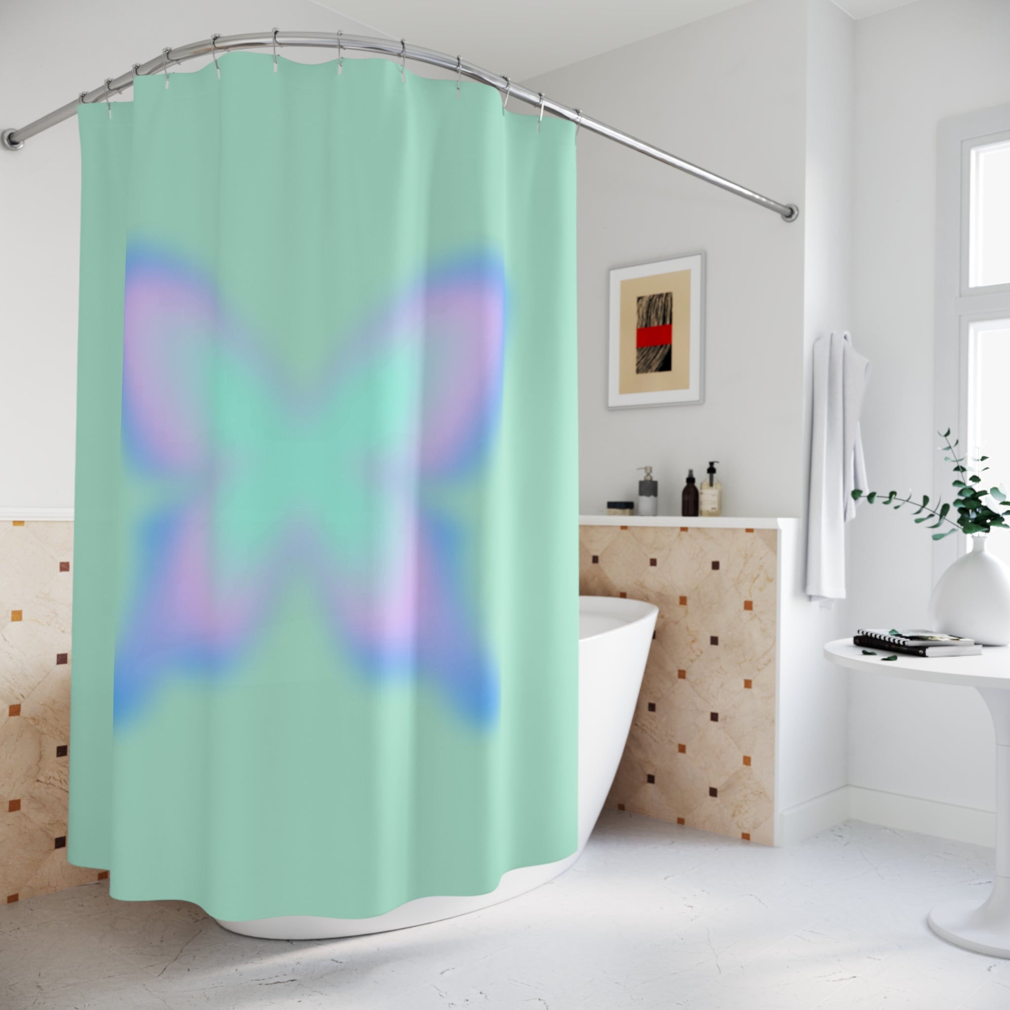 Dreamy Aura Butterfly Shower Curtain, Bohemian Home Decor, Pastel Bathroom Accessories, Unique Gift for Her, Modern Bathroom Essentials
