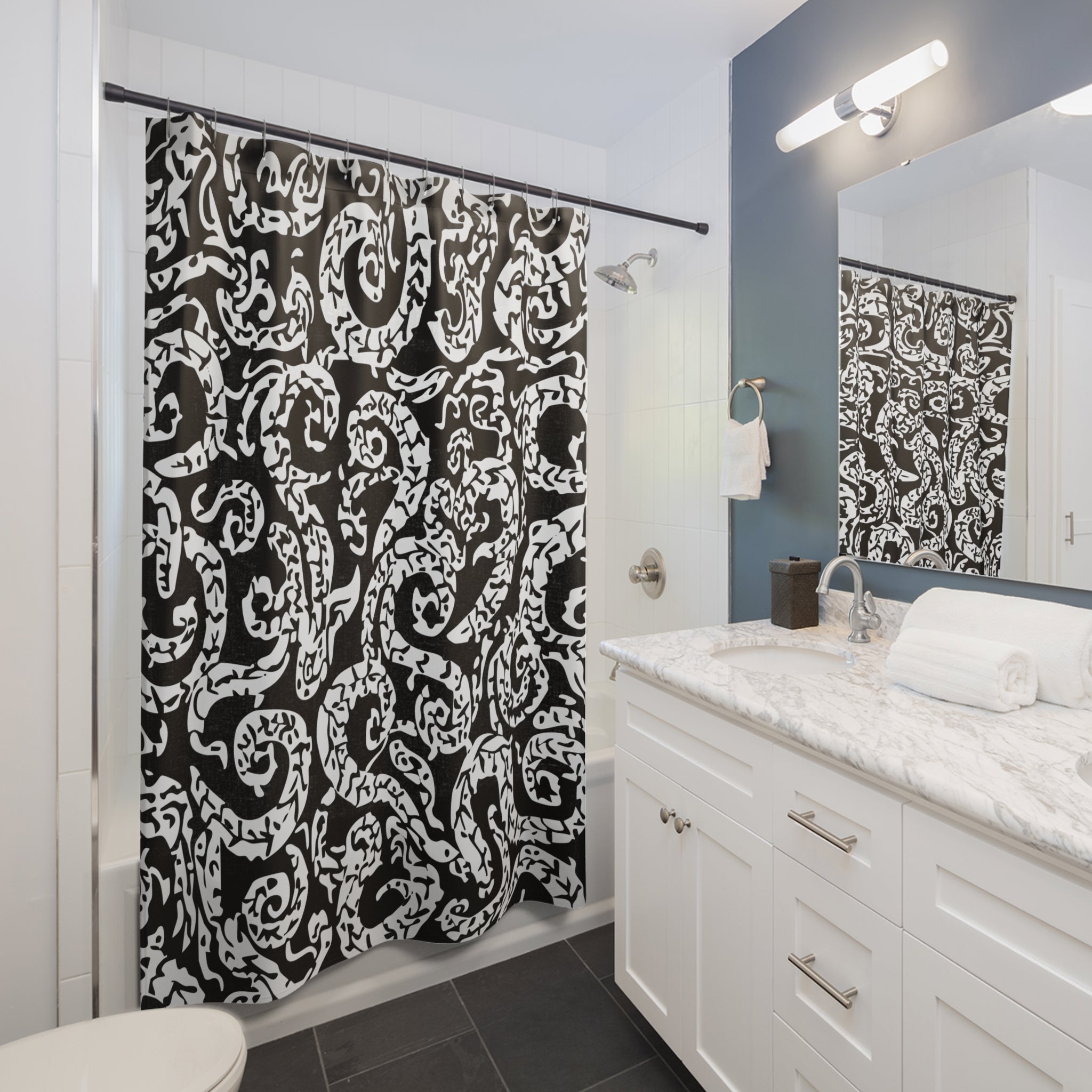 A Little Snaky Patterned Shower Curtain
