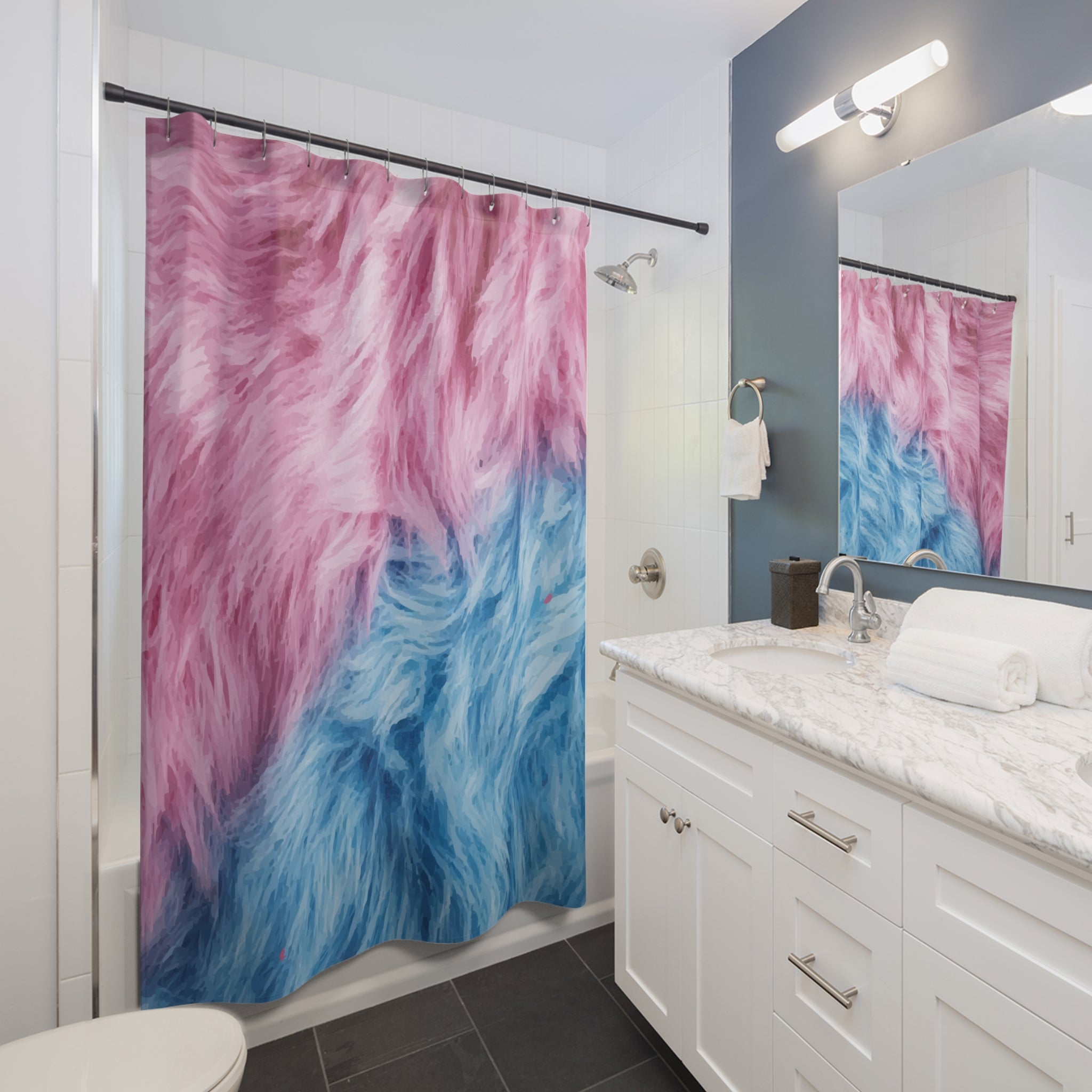 Fuzzy Ombre Pony Hair Design Shower Curtain