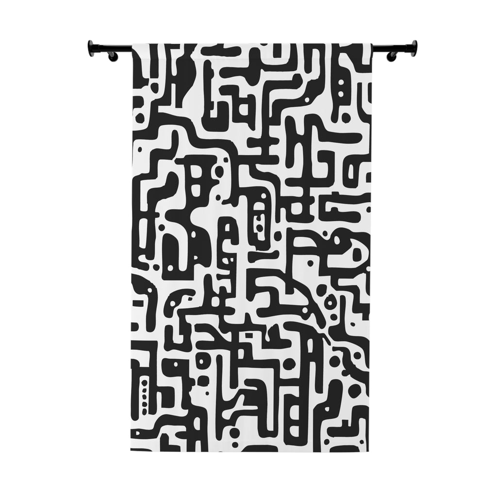 Modern Maze Black and White Style Blackout Window Curtain