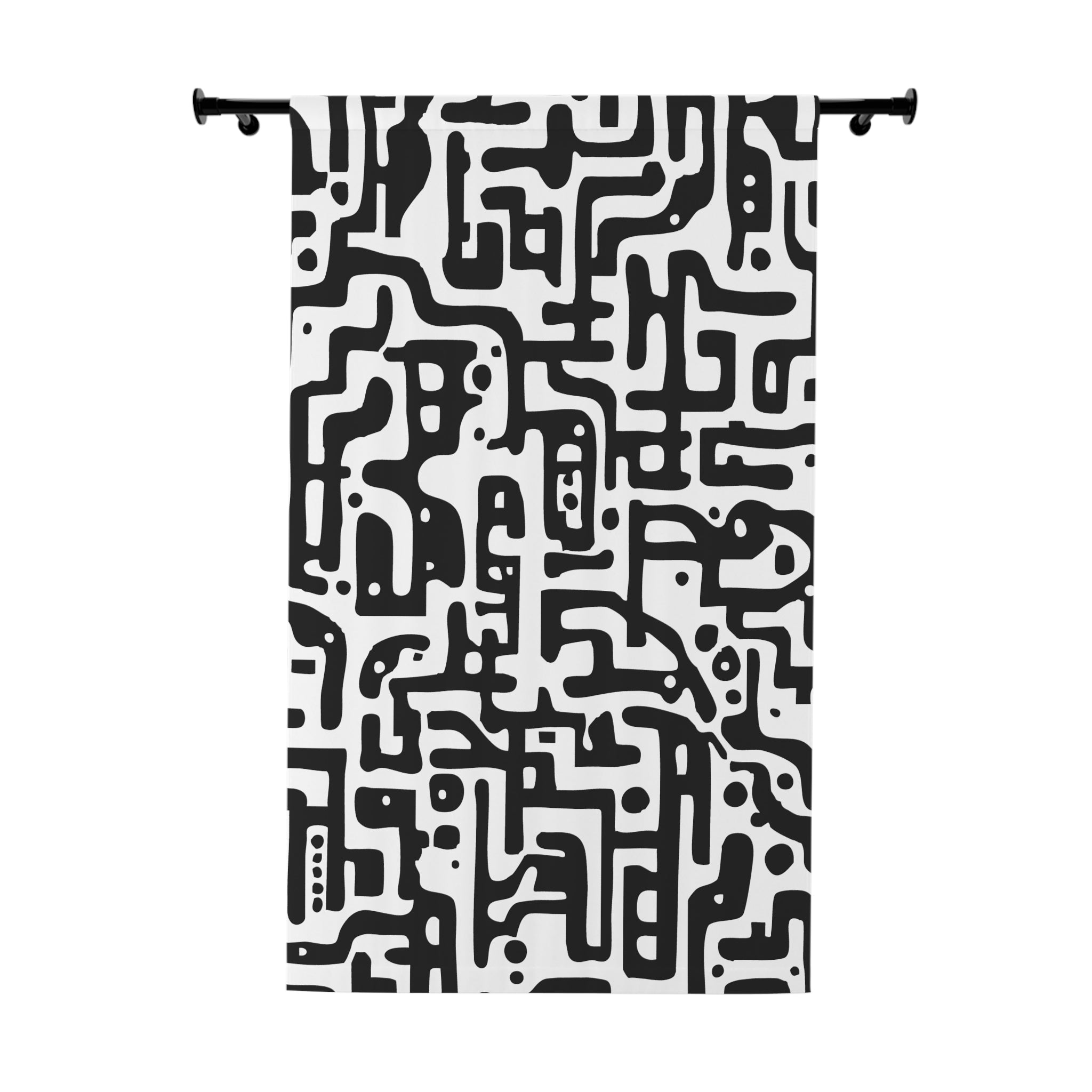 Modern Maze Black and White Style Blackout Window Curtain