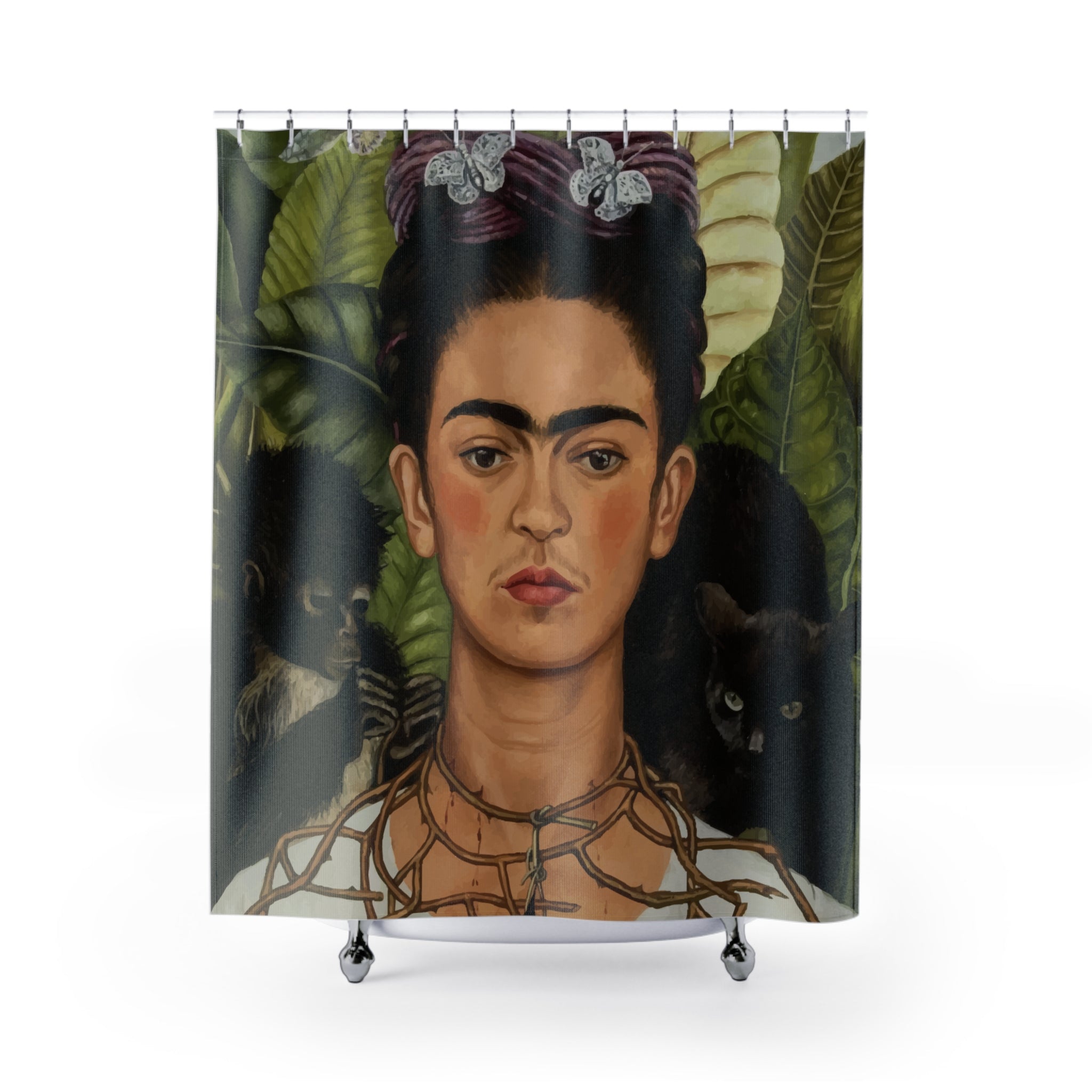 Frida Kahlo-Inspired Shower Curtain, Artistic Home Decor, Boho Bathroom Accent, Gift for Art Lovers, Unique Bath Accessory