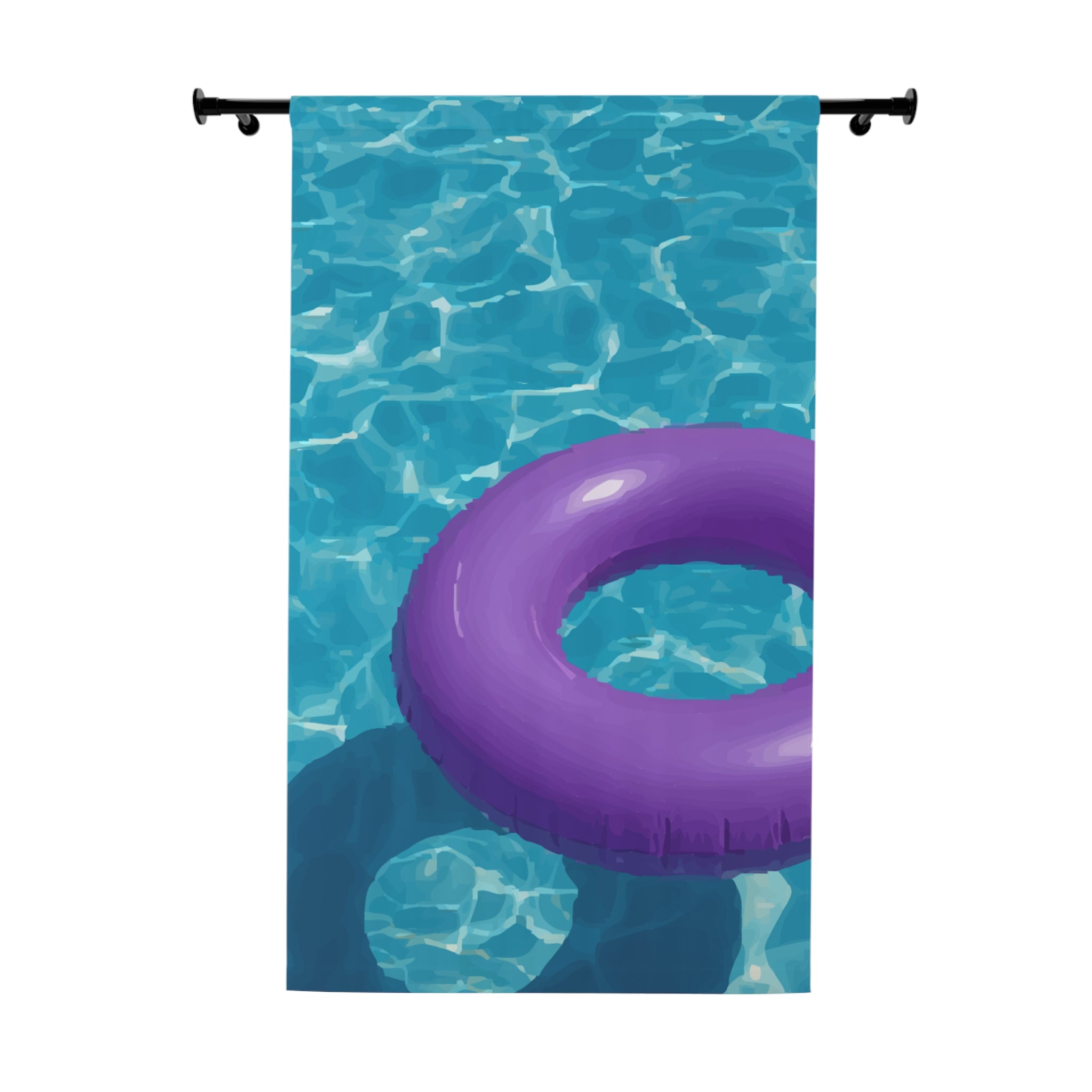 Poolside Purple Floaty Design Blackout Window Curtain