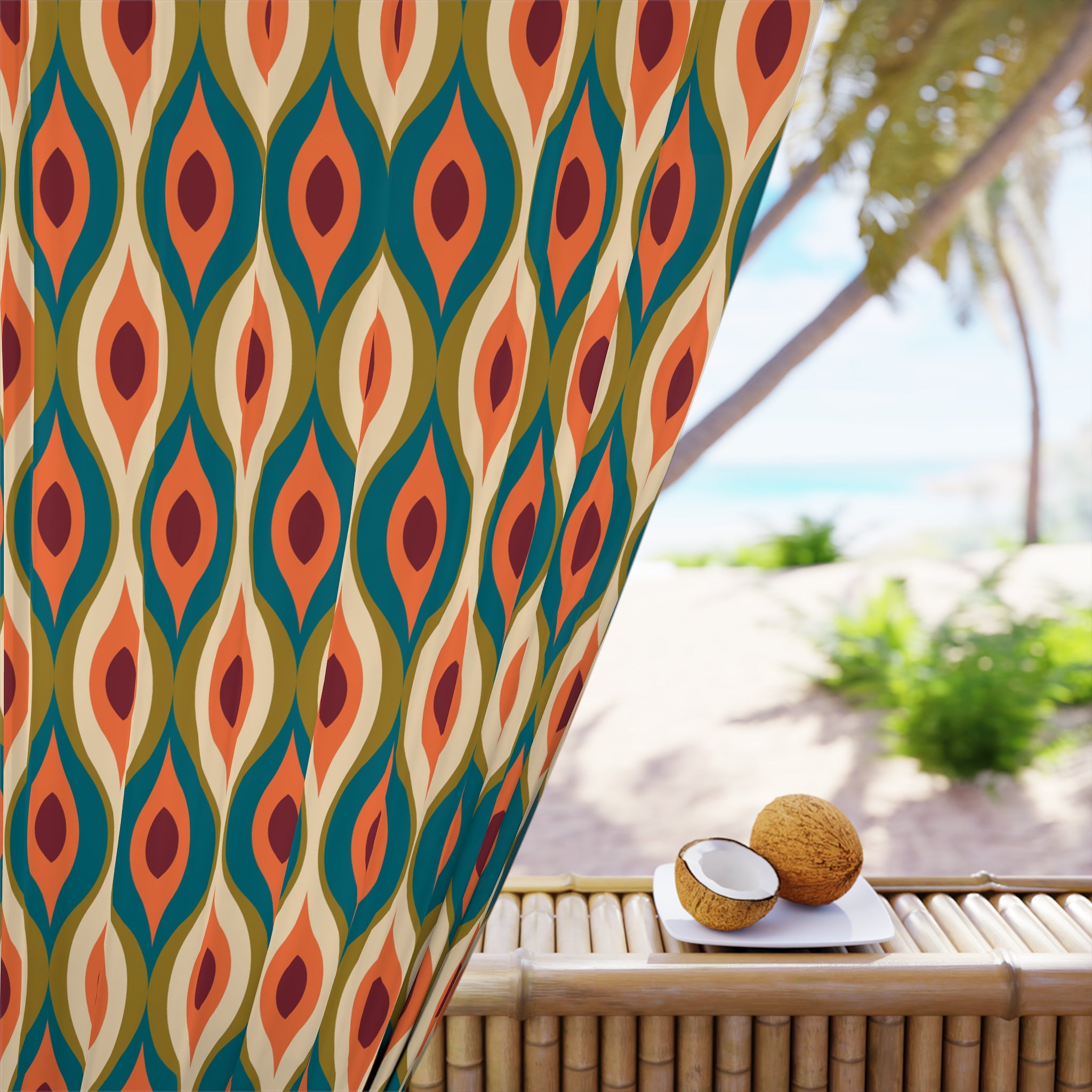 Retro Shaped Boho Pattern Blackout Window Curtain
