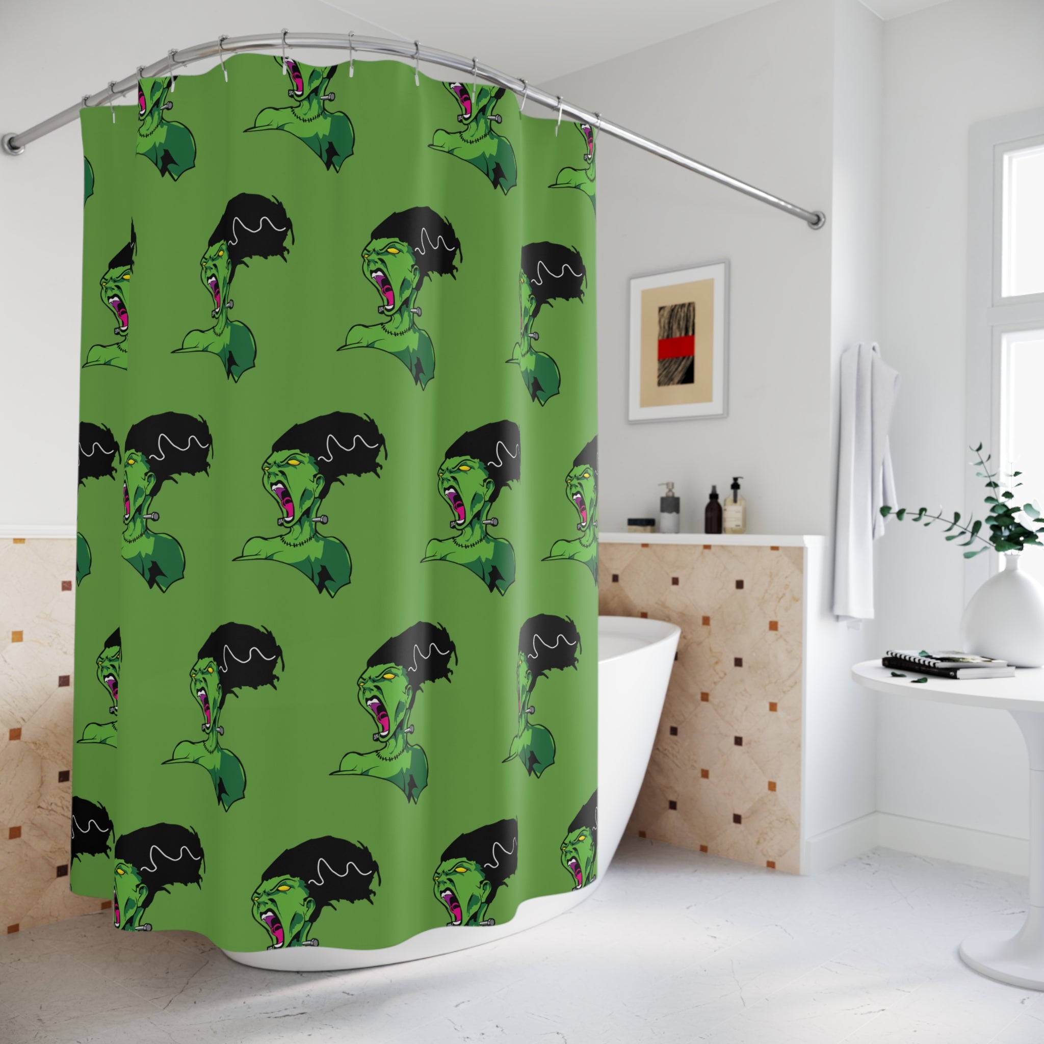 Funky Monster Shower Curtain – Vibrant Bathroom Decor, Halloween, Home Gift, Unique Design, Creative Style