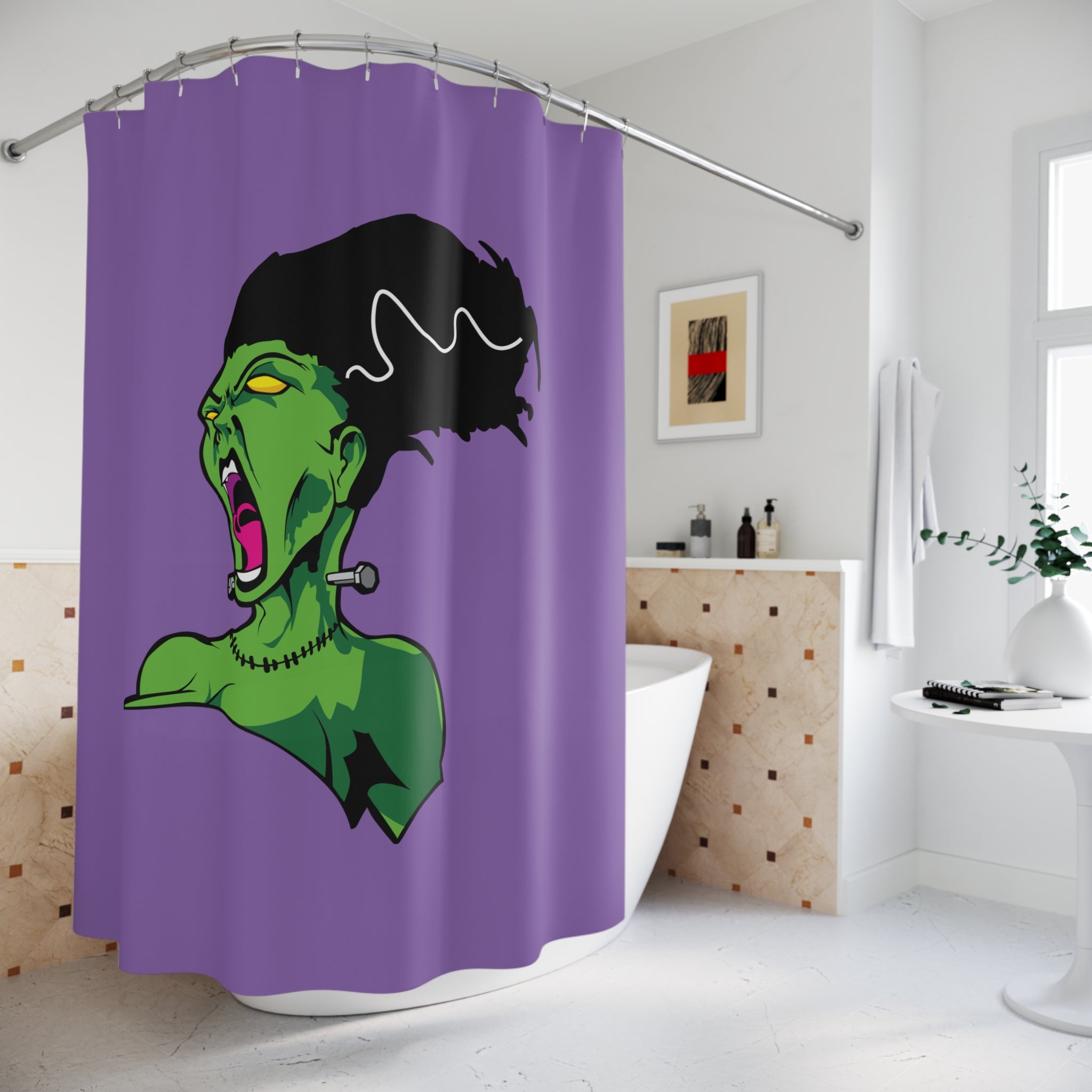 Gothic Monster Shower Curtains, Frightening Bathroom Decor, Halloween Gift, Unique Home Accessories, Whimsical Design
