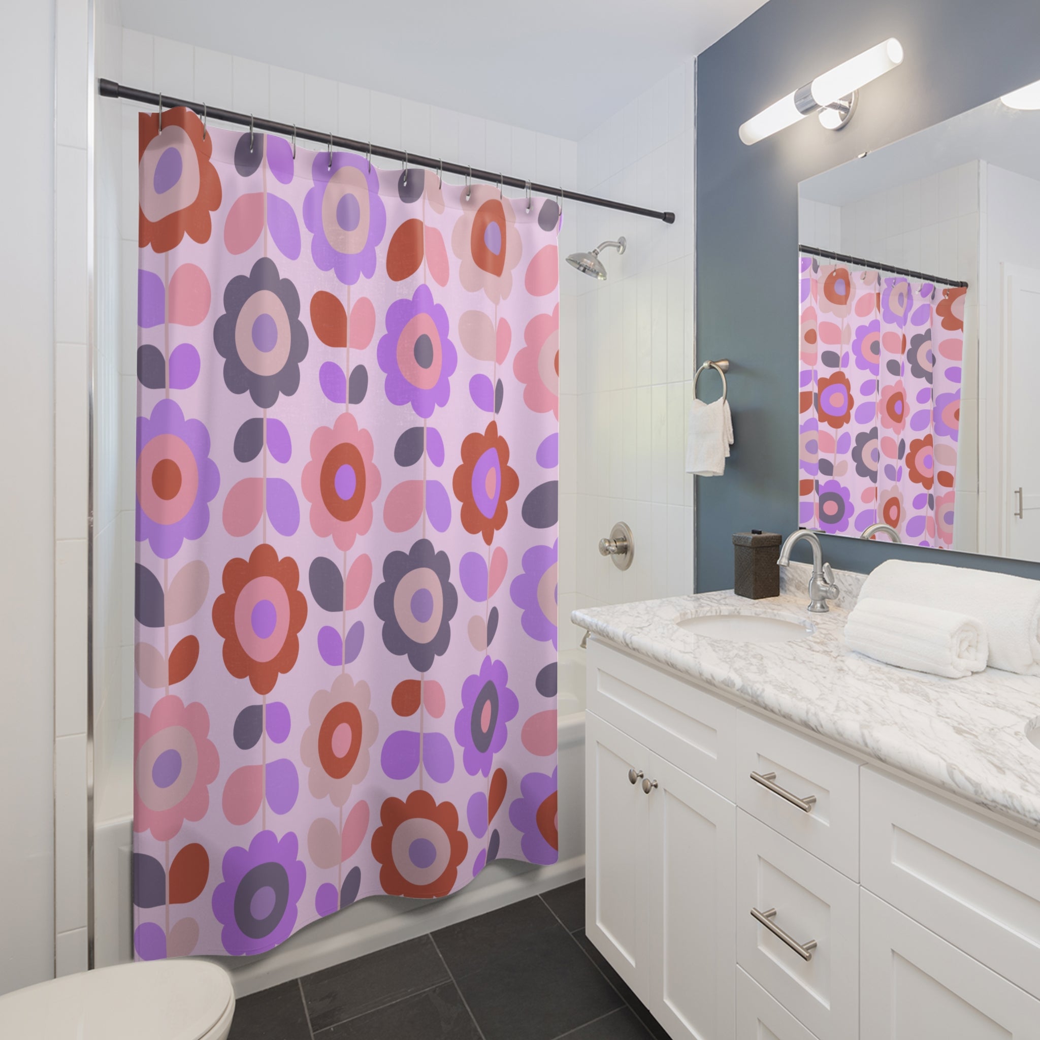 Crazy in Love Purple Floral Shower Curtains