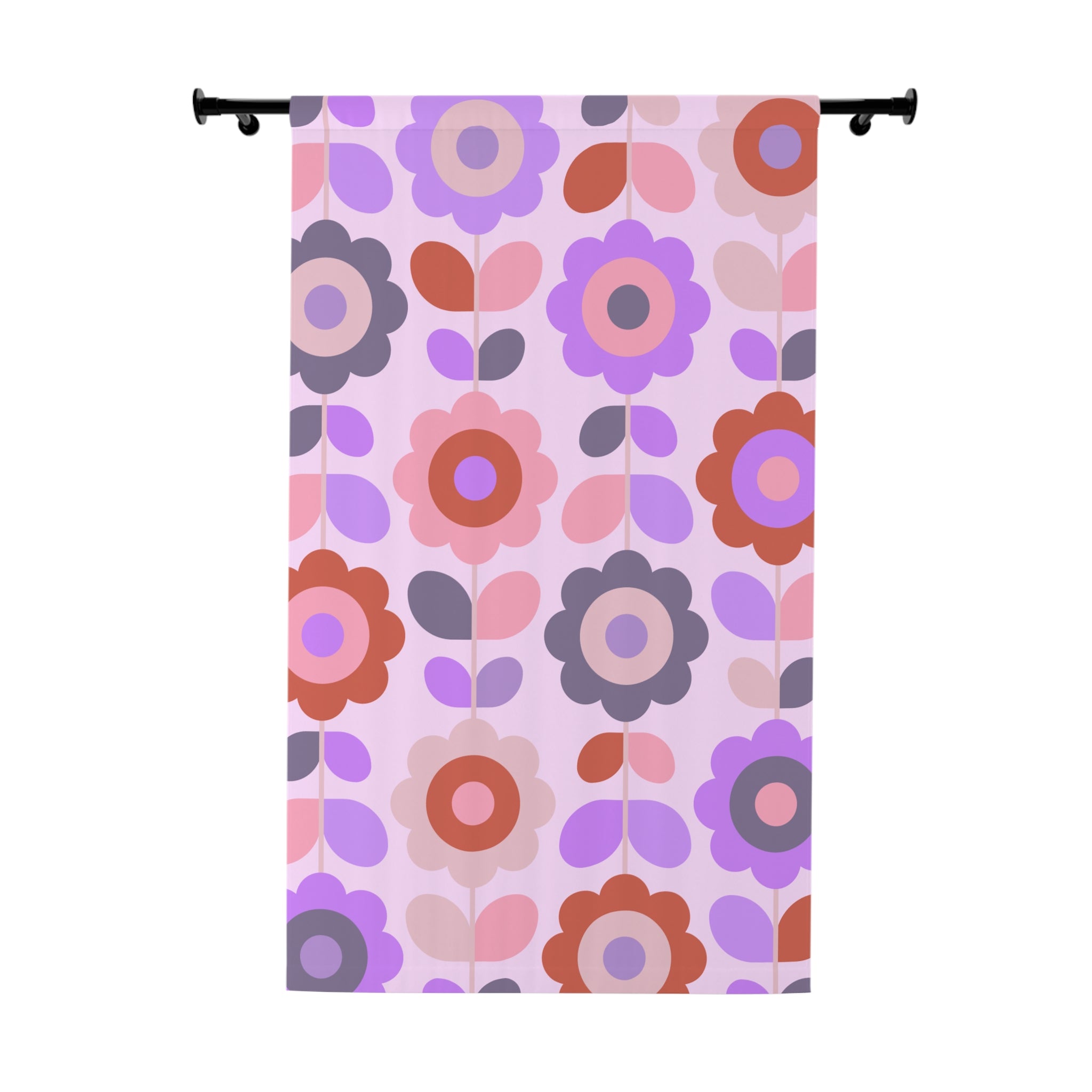 Crazy in Love Purple Floral Pattern Blackout Window Curtain