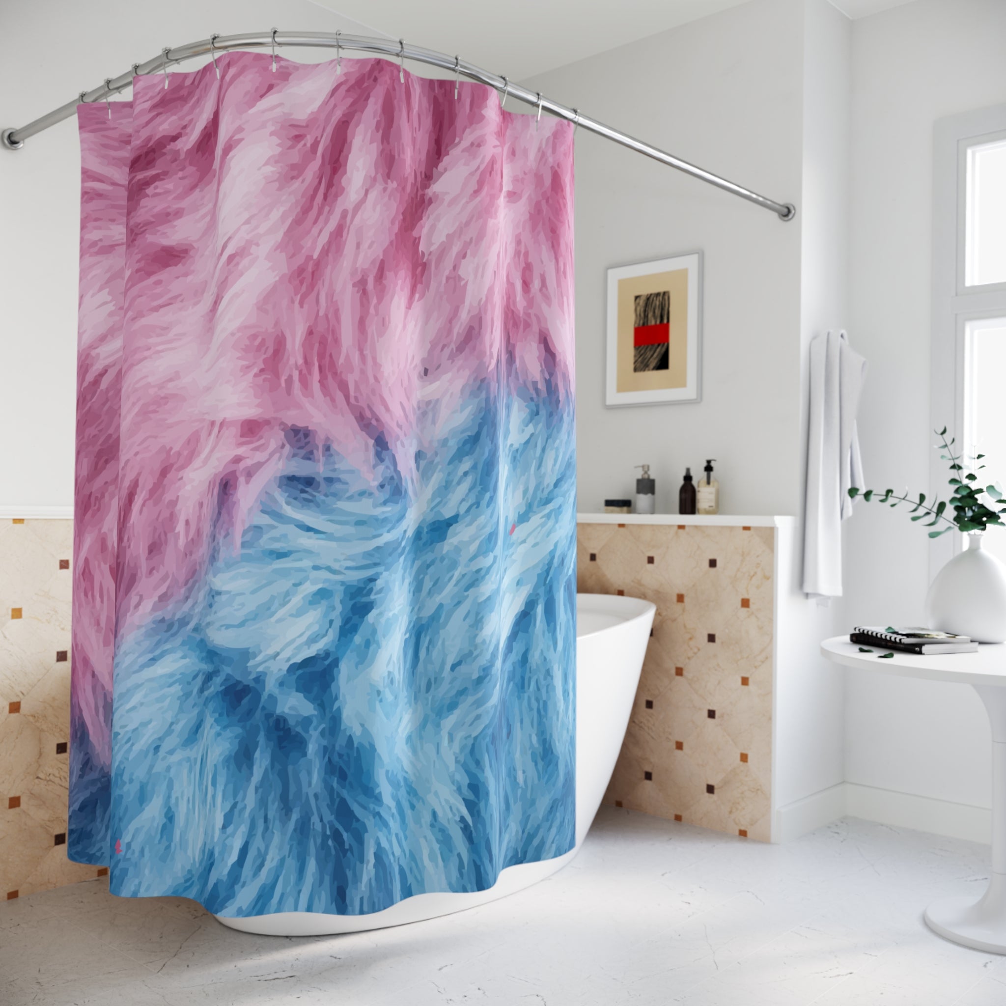 Fuzzy Ombre Pony Hair Design Shower Curtain