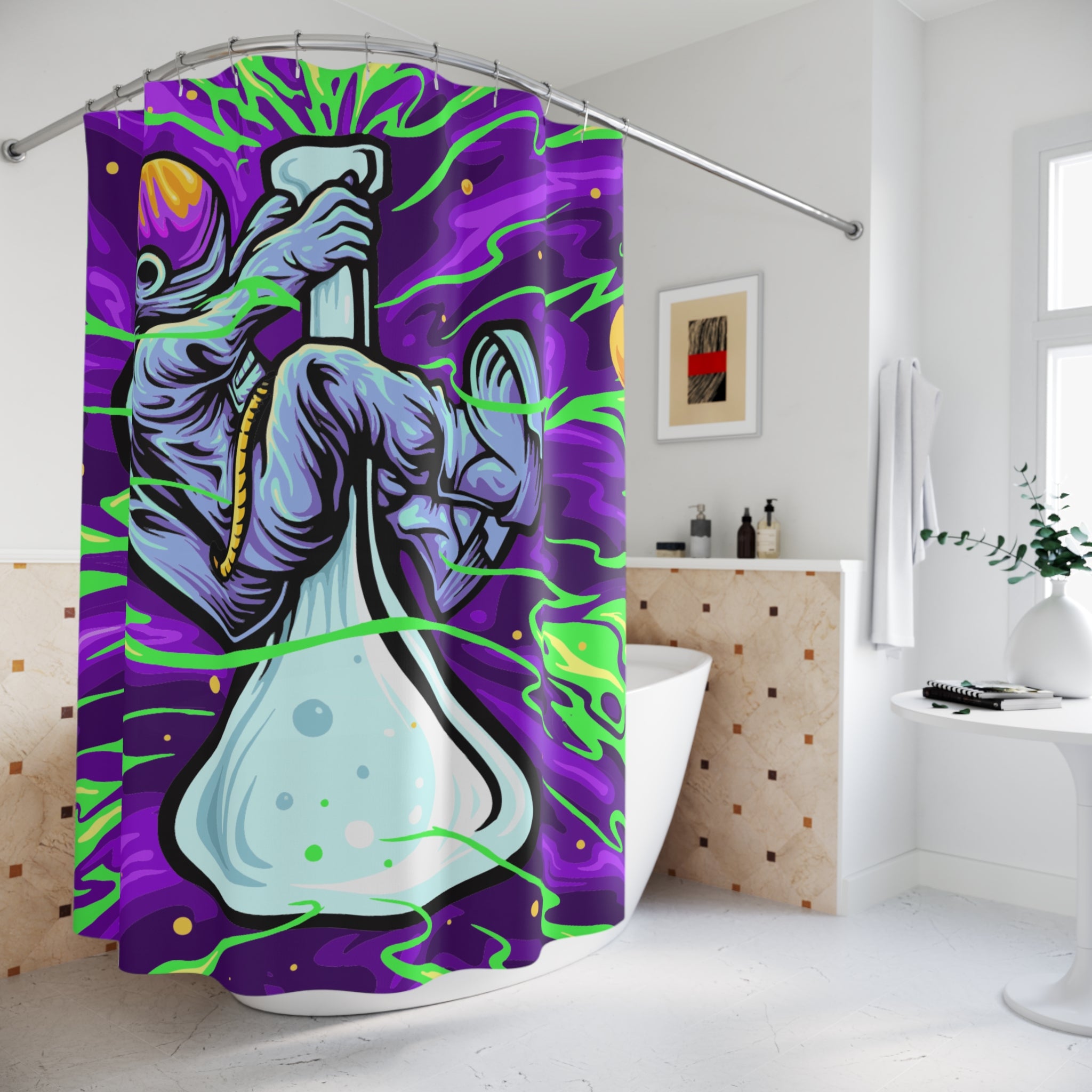 Astronaut Space-Themed Shower Curtain, Funky Bathroom Decor, Sci-Fi Gift for Space Lovers, Unique Shower Curtain Design, Colorful [...]