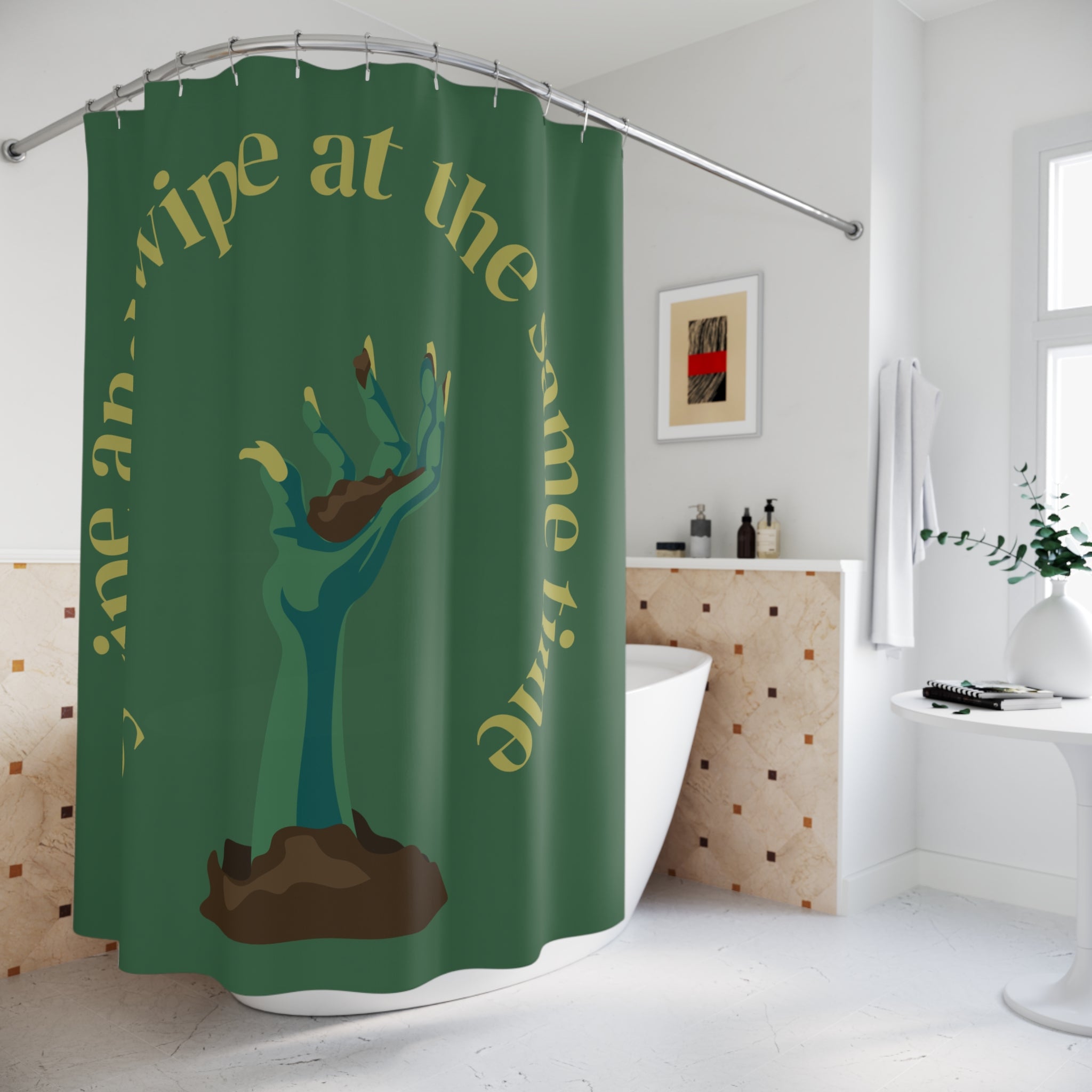 Quirky Zombie Hand Shower Curtain, Fun Bathroom Decor, Halloween Home Accessories, Gift for Teens, Whimsical Shower Curtain