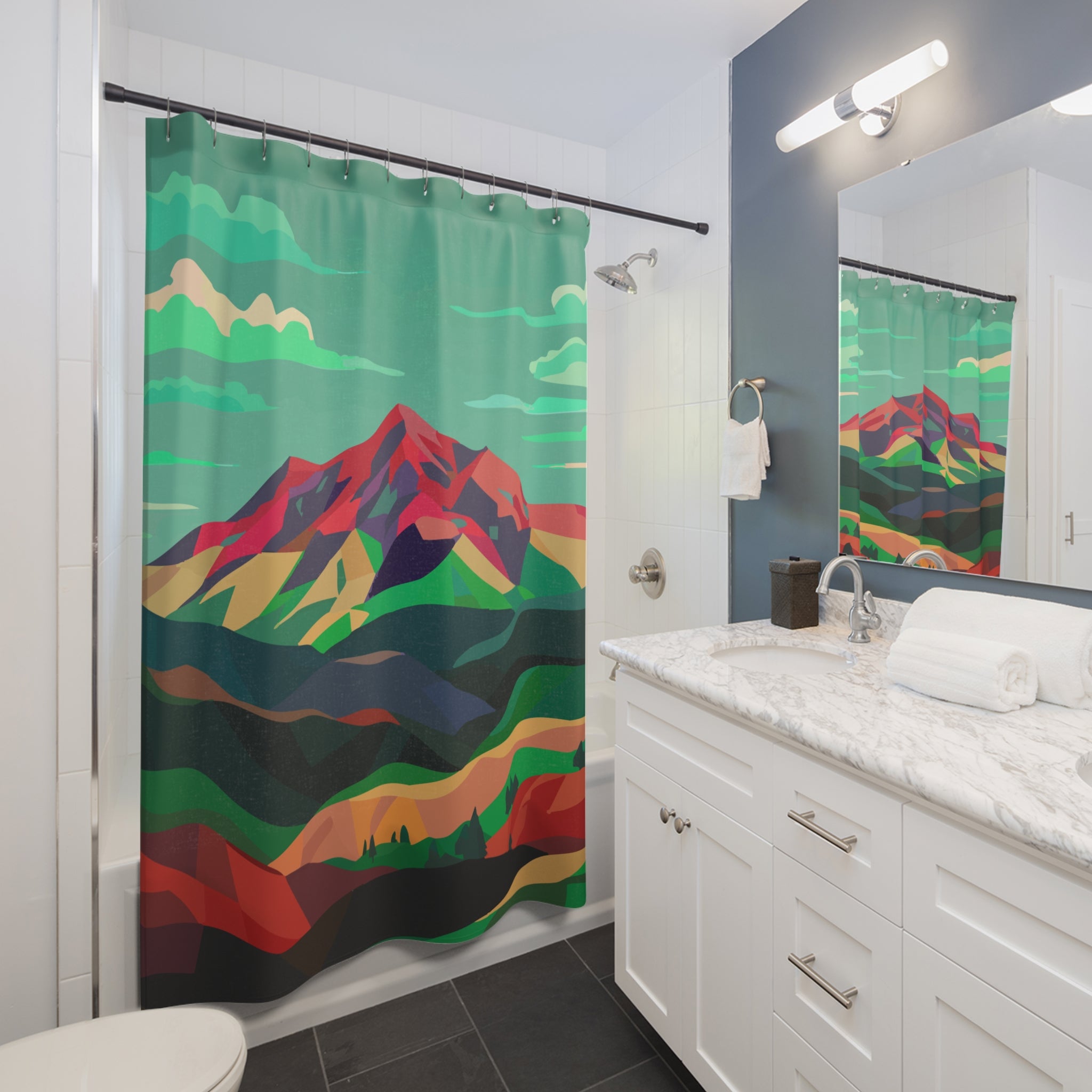 Colorados Home Greenish Mountain Love Shower Curtain