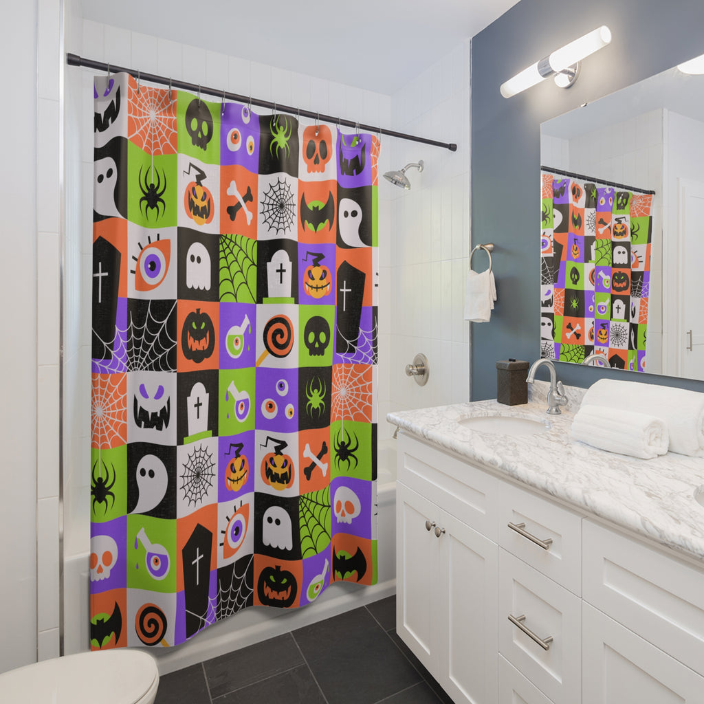 Halloween Shower Curtain, Spooky Bathroom Decor, Trick or Treat Theme, Halloween Party, Unique Home Accent