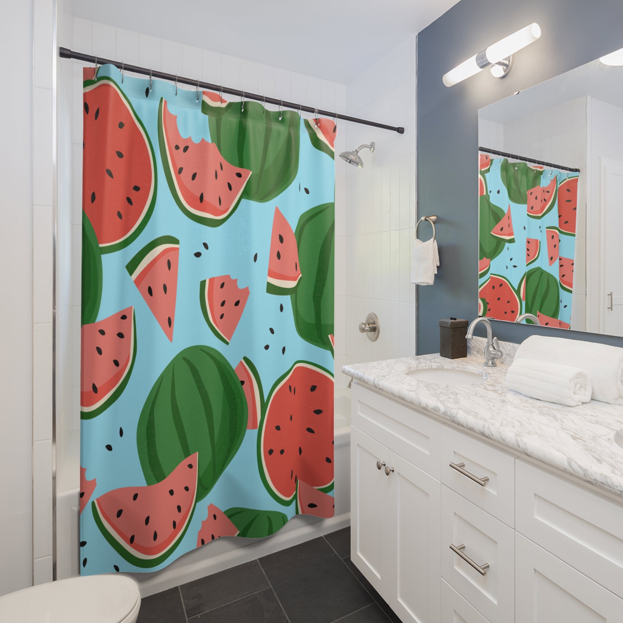 Watermelon Seeds N' Tings Shower Curtain