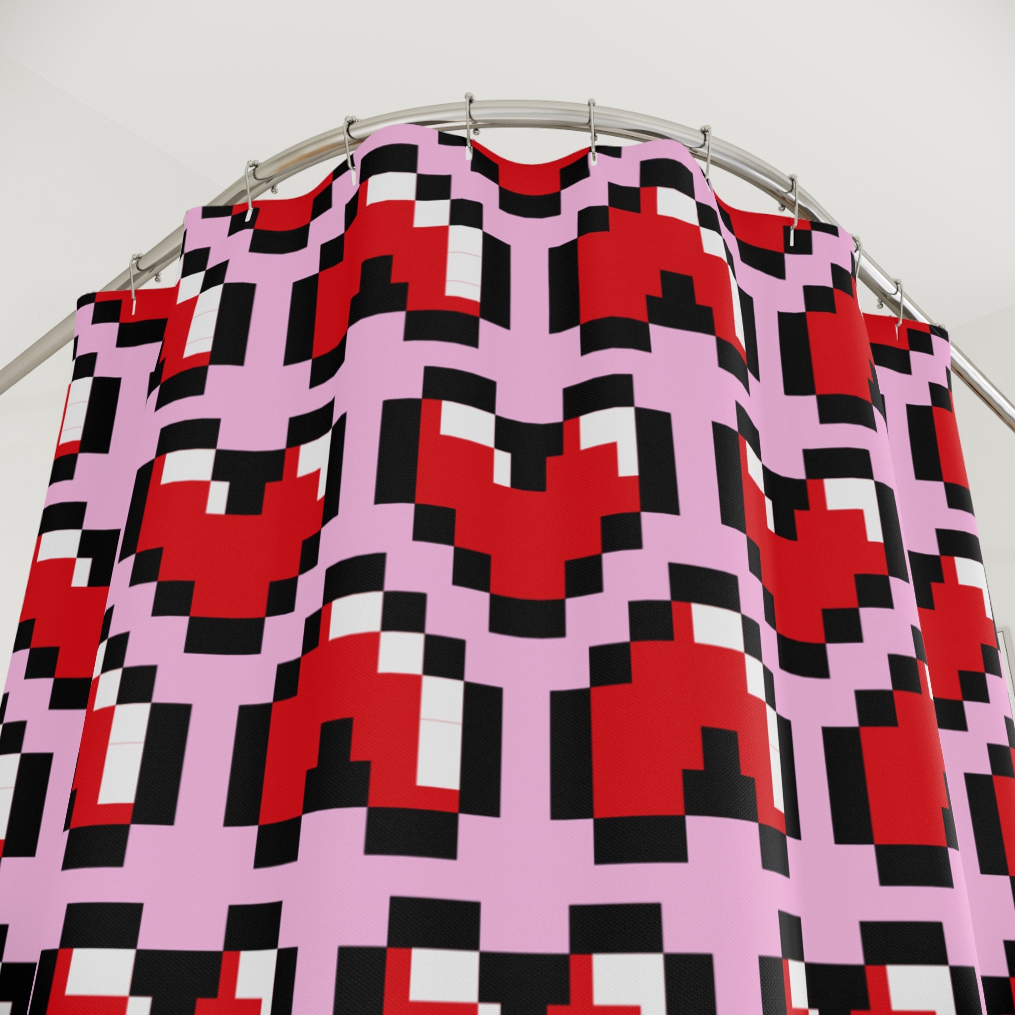 Pixel Gamer Heart Shower Curtain