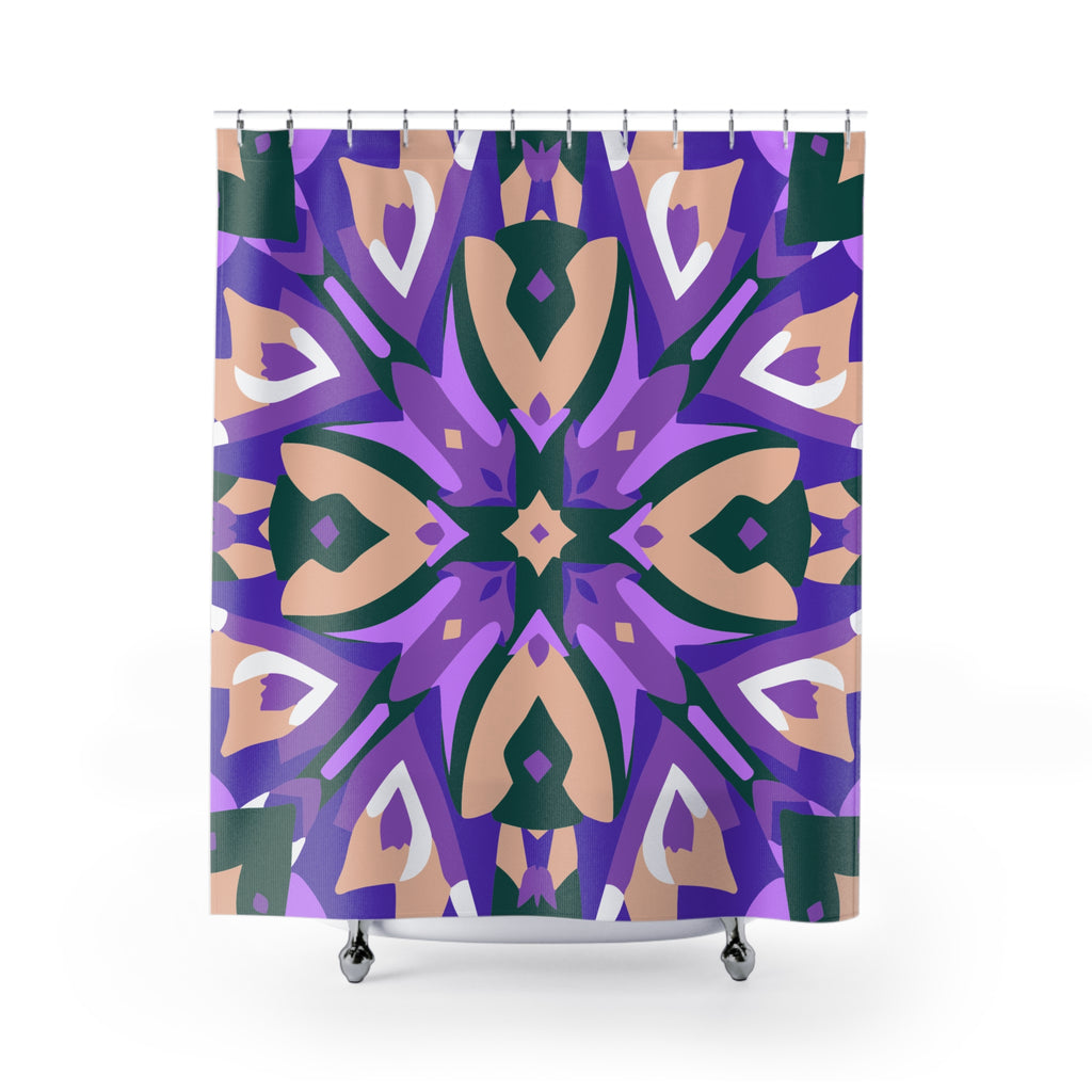 Purplish Geometric Patterned Shower Curtain