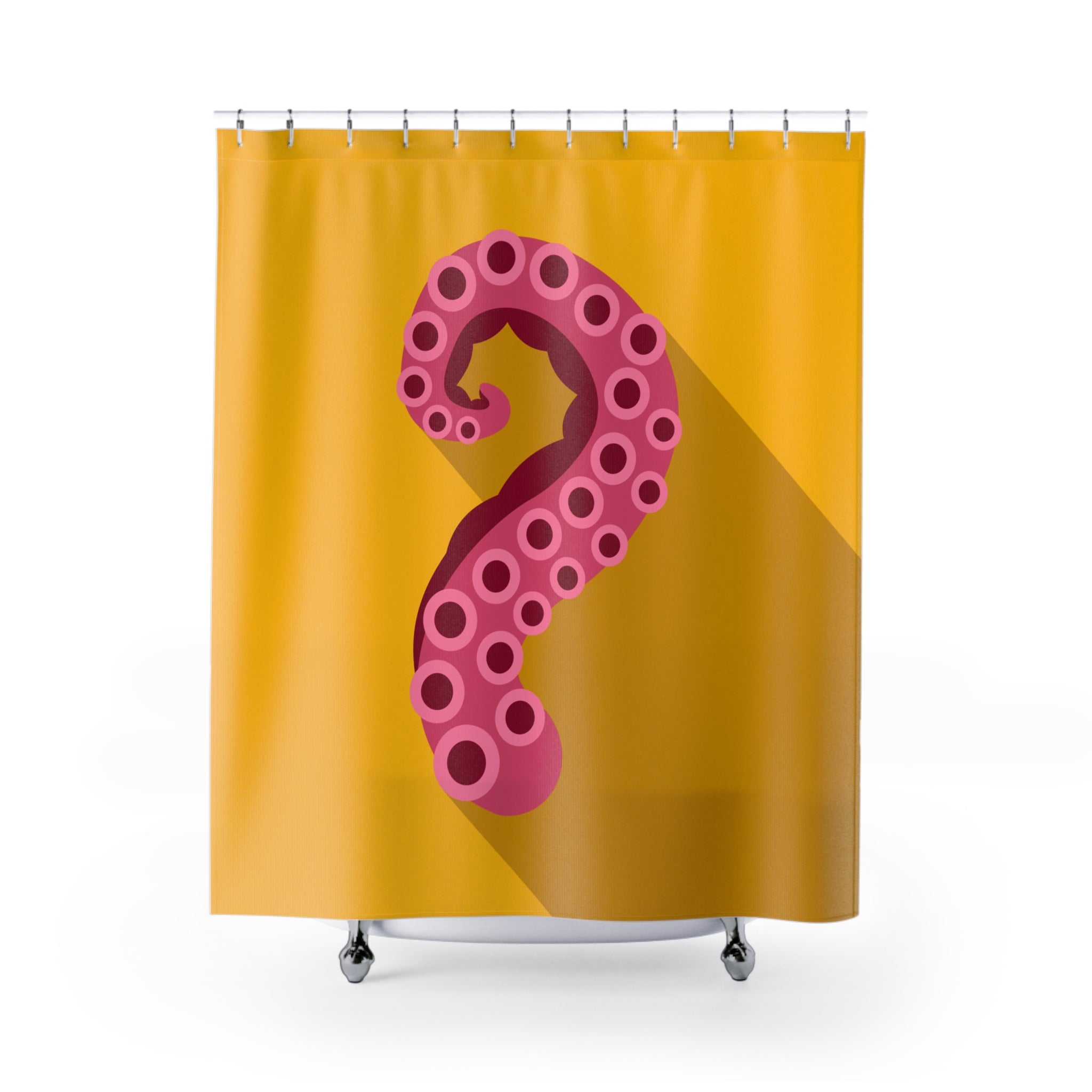 Whimsical Octopus Shower Curtain, Nautical Home Decor, Unique Bathroom Accessory, Gift for Ocean Lovers, Vibrant Yellow Design