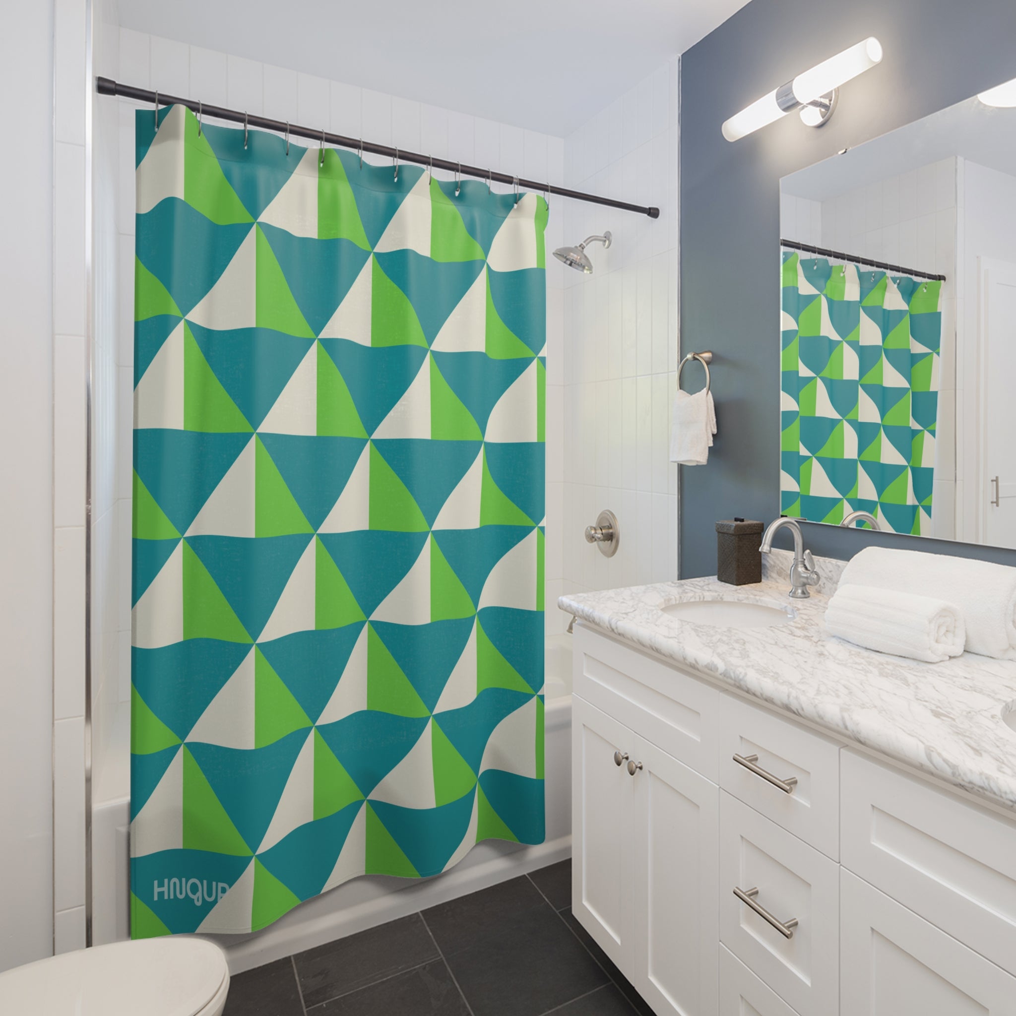 Geometric Pattern Shower Curtain, Modern Bathroom Decor, Colorful Design, Gift for Home, Stylish Shower Accessories