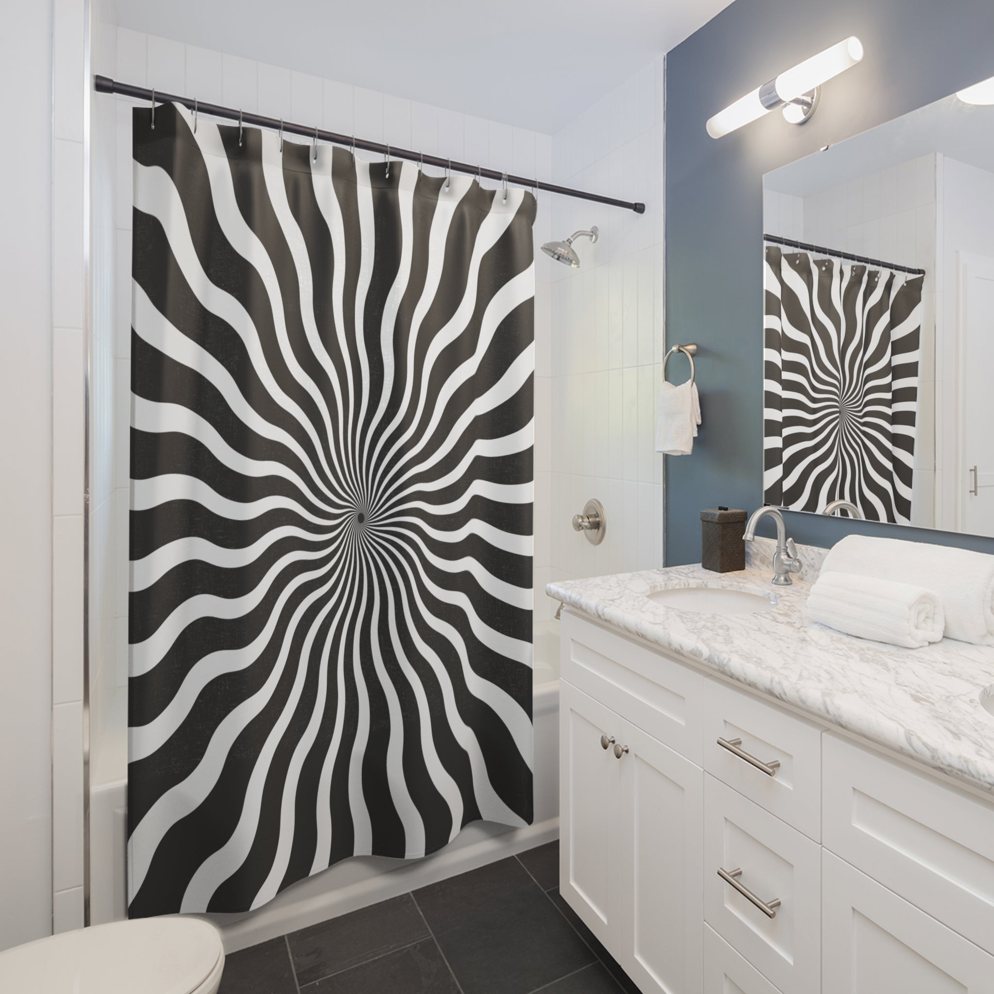 Hypnotic Swirl Shower Curtain for Boho Bathrooms, Modern Decor, Unique Gift for Housewarming, Spa Retreat, or Holiday