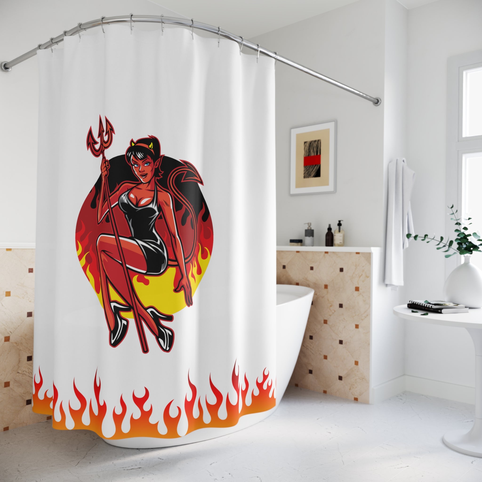 Flaming Sexy Devil Shower Curtain