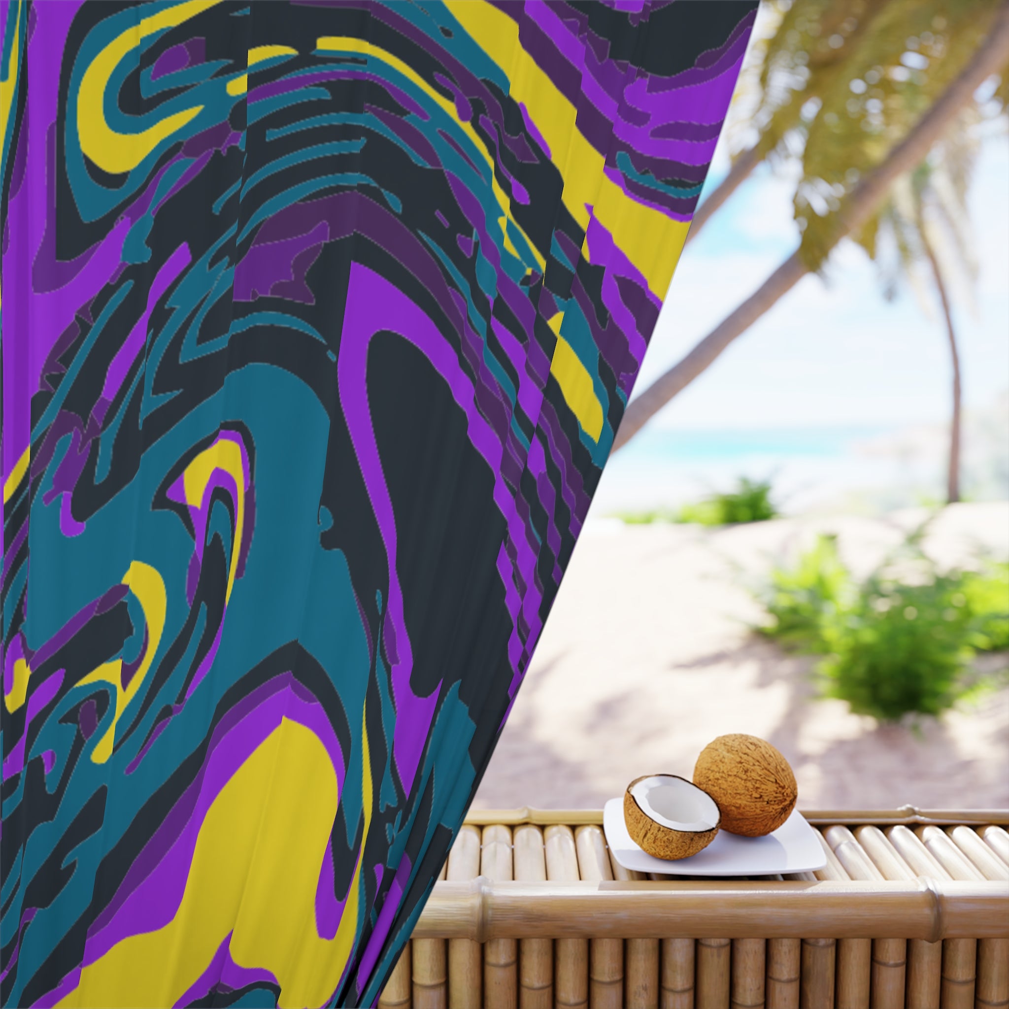 Six Swirl Purplish Design Blackout Window Curtain