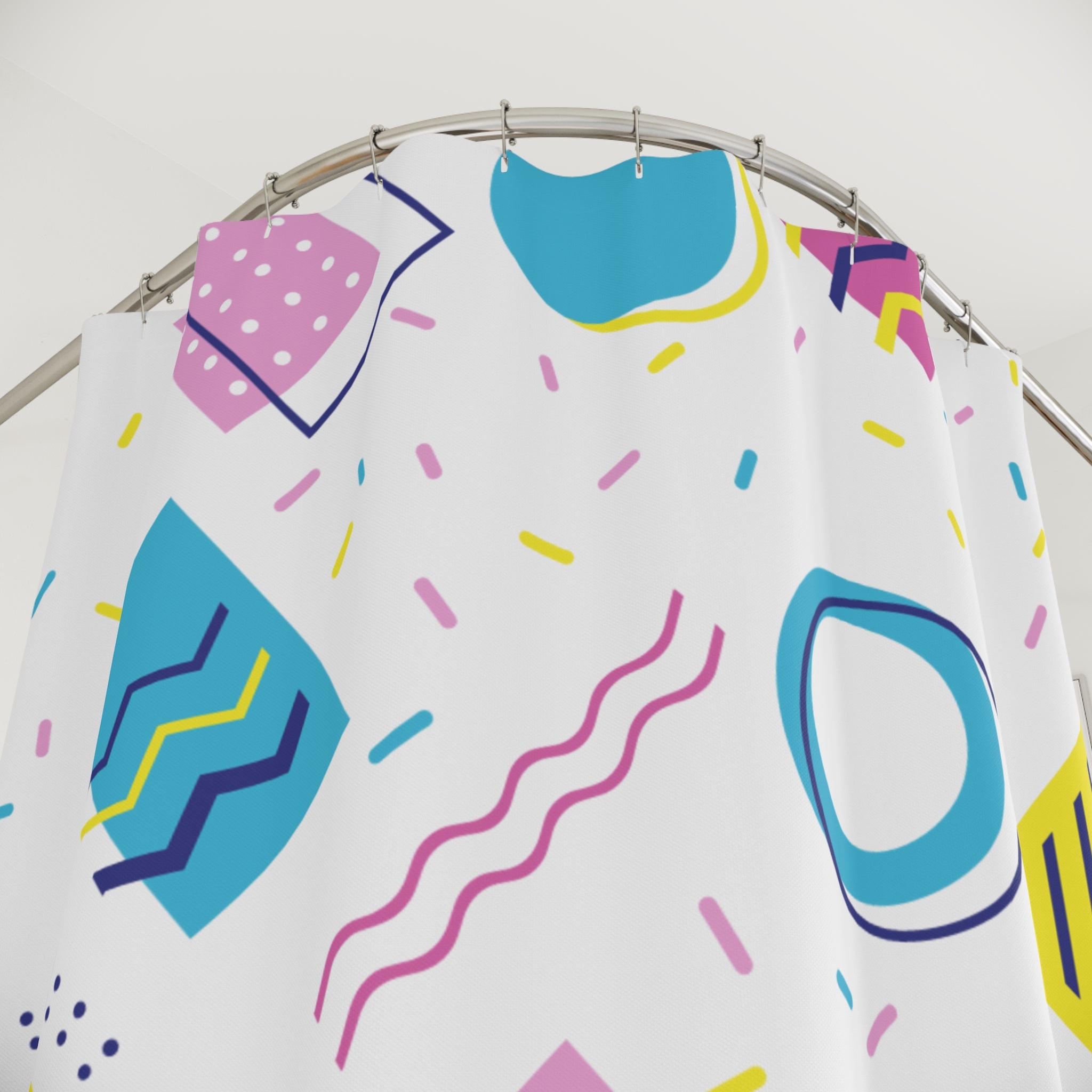 90s Style Geometric Pattern Shower Curtain