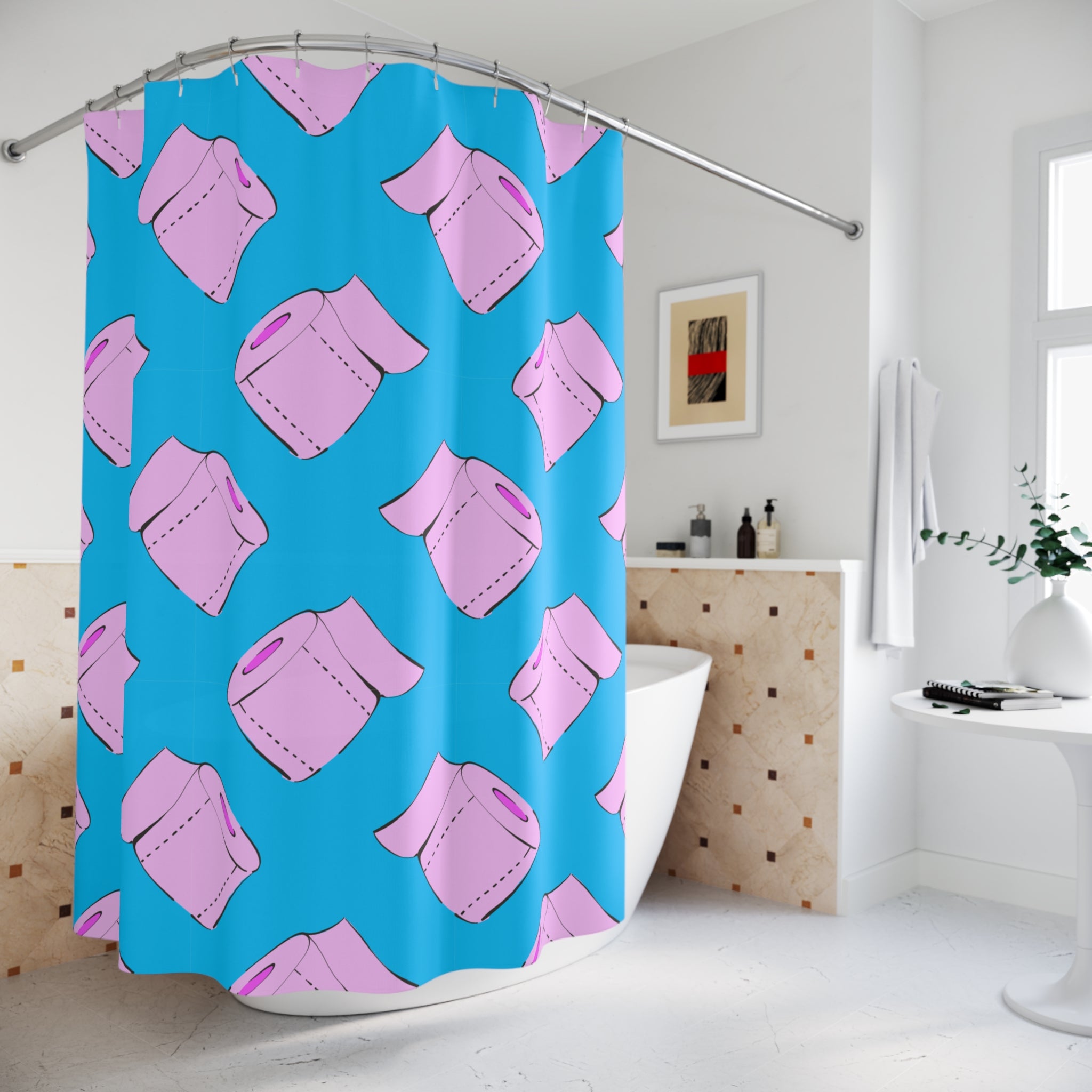 Fun Pink Toilet Shower Curtain, Playful Bathroom Décor, Gift for Kids, Unique Design, Decorative Home Accent, Modern Bathroom Style