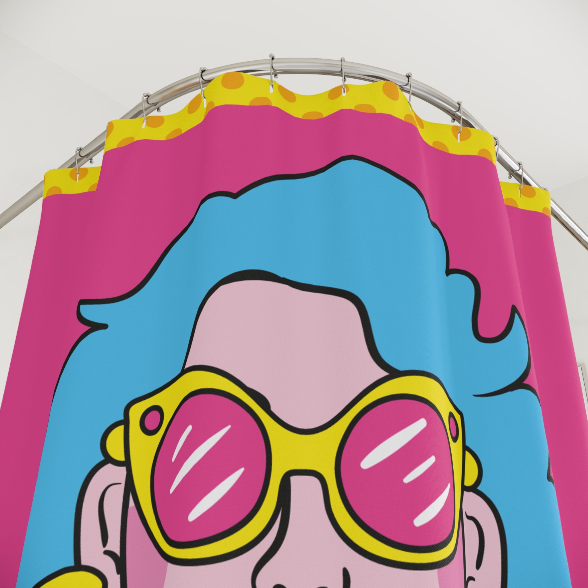 Vibrant Retro Shower Curtain Featuring Cool Sunglass Girl | Fun Bathroom Decor, Pop Art Style, Bright Colors, Unique Gift Idea, Quirky [...]