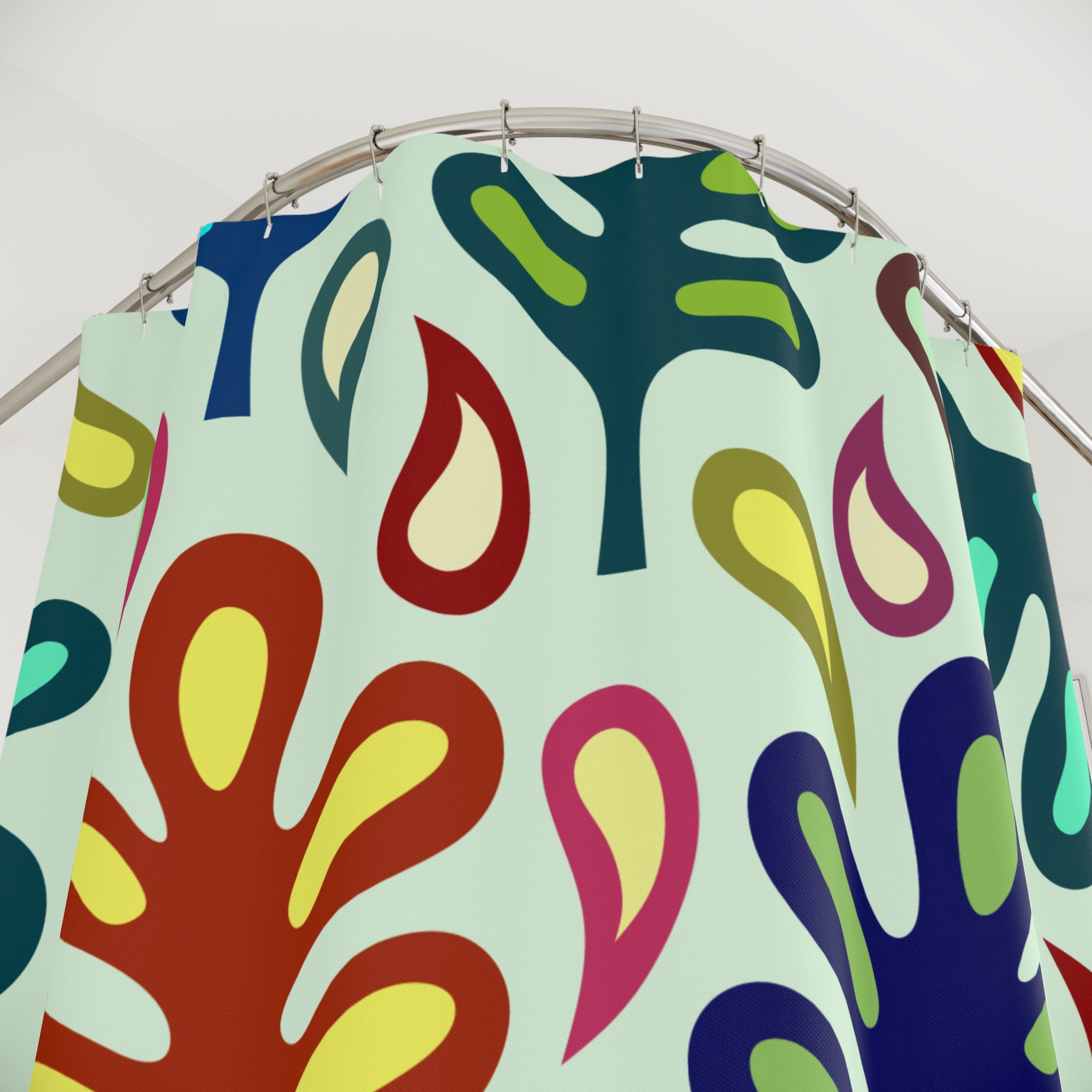 Vibrant Leaf Shower Curtain - Colorful Bathroom Decor, Modern Design, Tropical Vibe, Gift for Home, Nature Lover's Accent