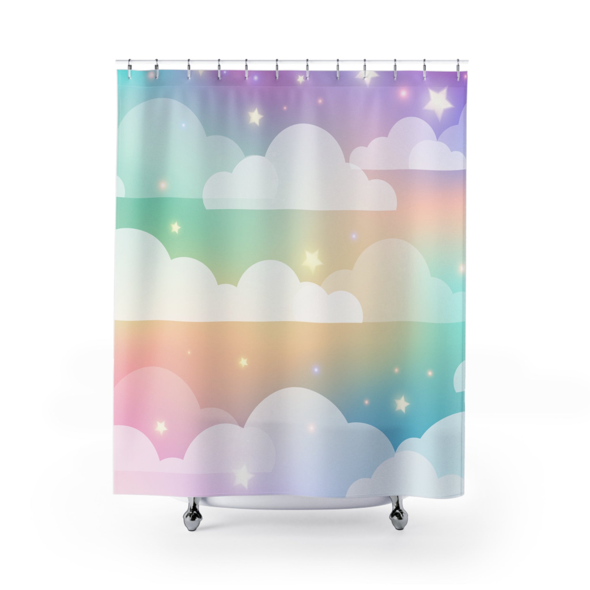 Dreamy Unicorn Clouds Shower Curtain, Kids Bathroom Decor, Pastel Bathroom Design, Colorful Cloud Home Accessory, Shower Curtain for Nursery