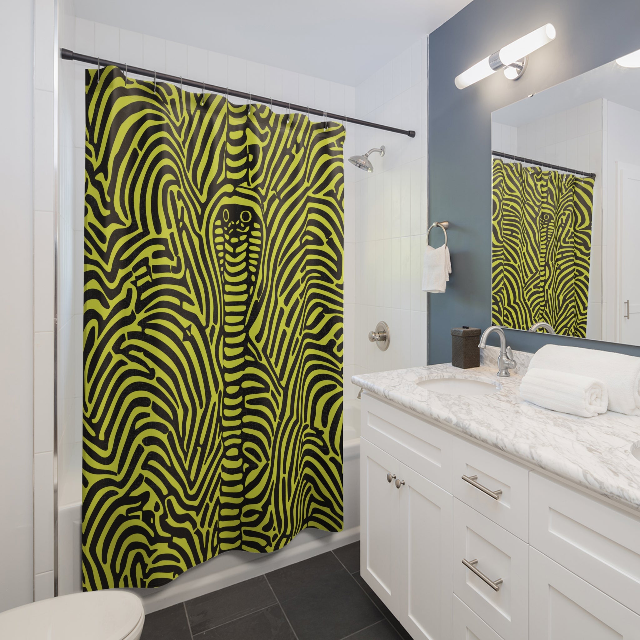 Oh My a Yellowish Cobra Design Shower Curtain