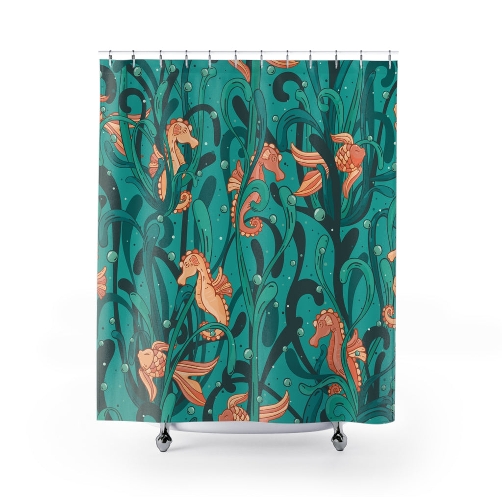 Ocean-Inspired Shower Curtain, Tropical Decor, Nautical Bathroom, Sea Life Decoration, Coastal Home Accent