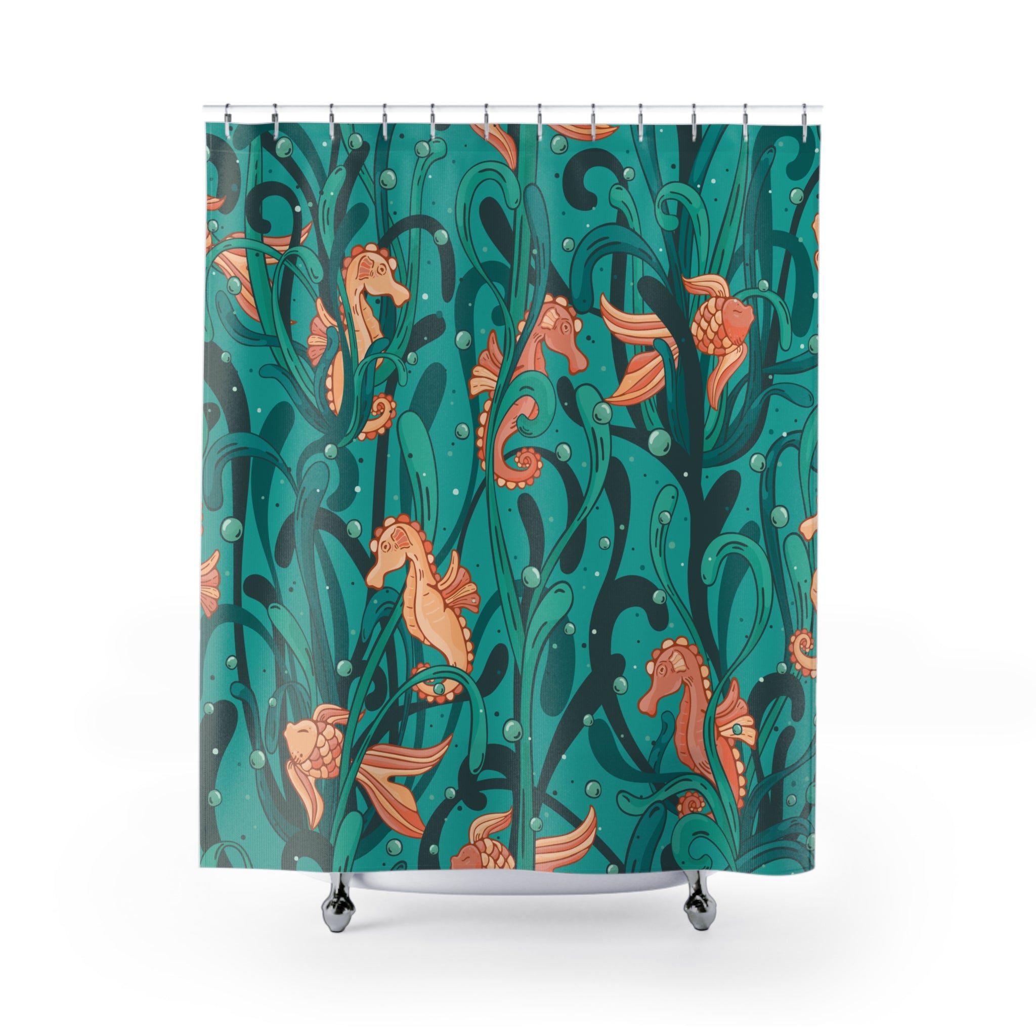 Ocean-Inspired Shower Curtain, Tropical Decor, Nautical Bathroom, Sea Life Decoration, Coastal Home Accent