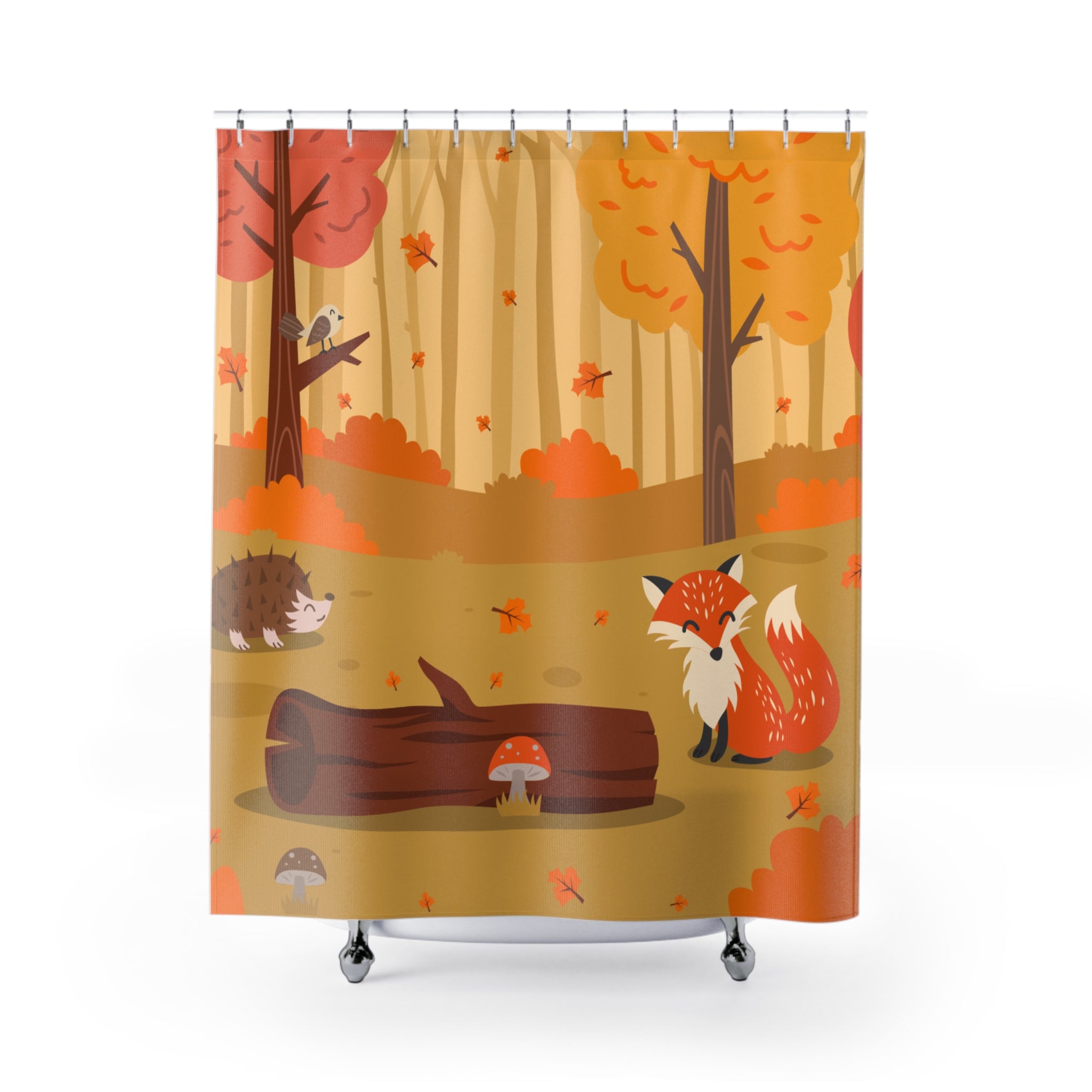Autumn Forest Shower Curtain, Cozy Fall Bathroom Decor, Rustic Home Accessories, Nature Theme, Seasonal Home Makeover