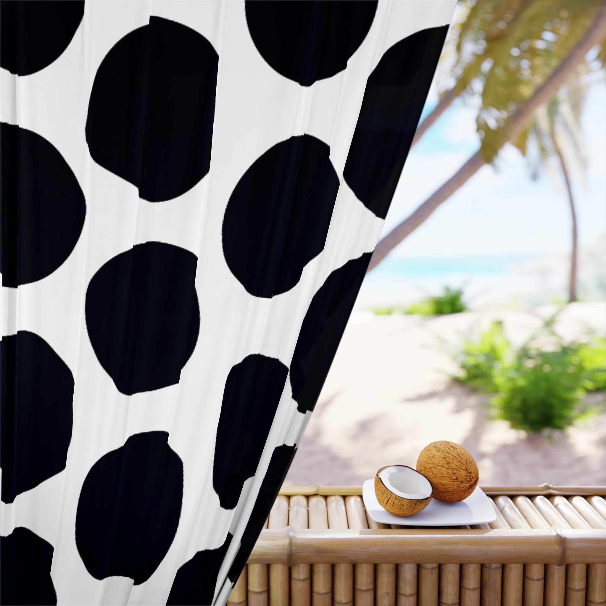 Black and White Bookoo Dots Blackout Window Curtain