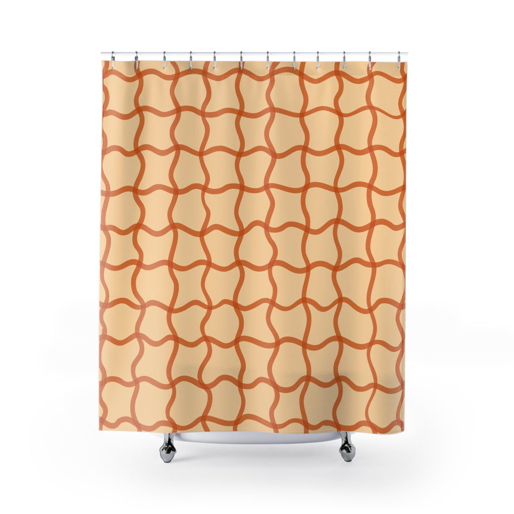 Boho Pattern Shower Curtain, Modern Wave Design, Bathroom Decor, Bohemian Style, Home Textile, Gift for Friends