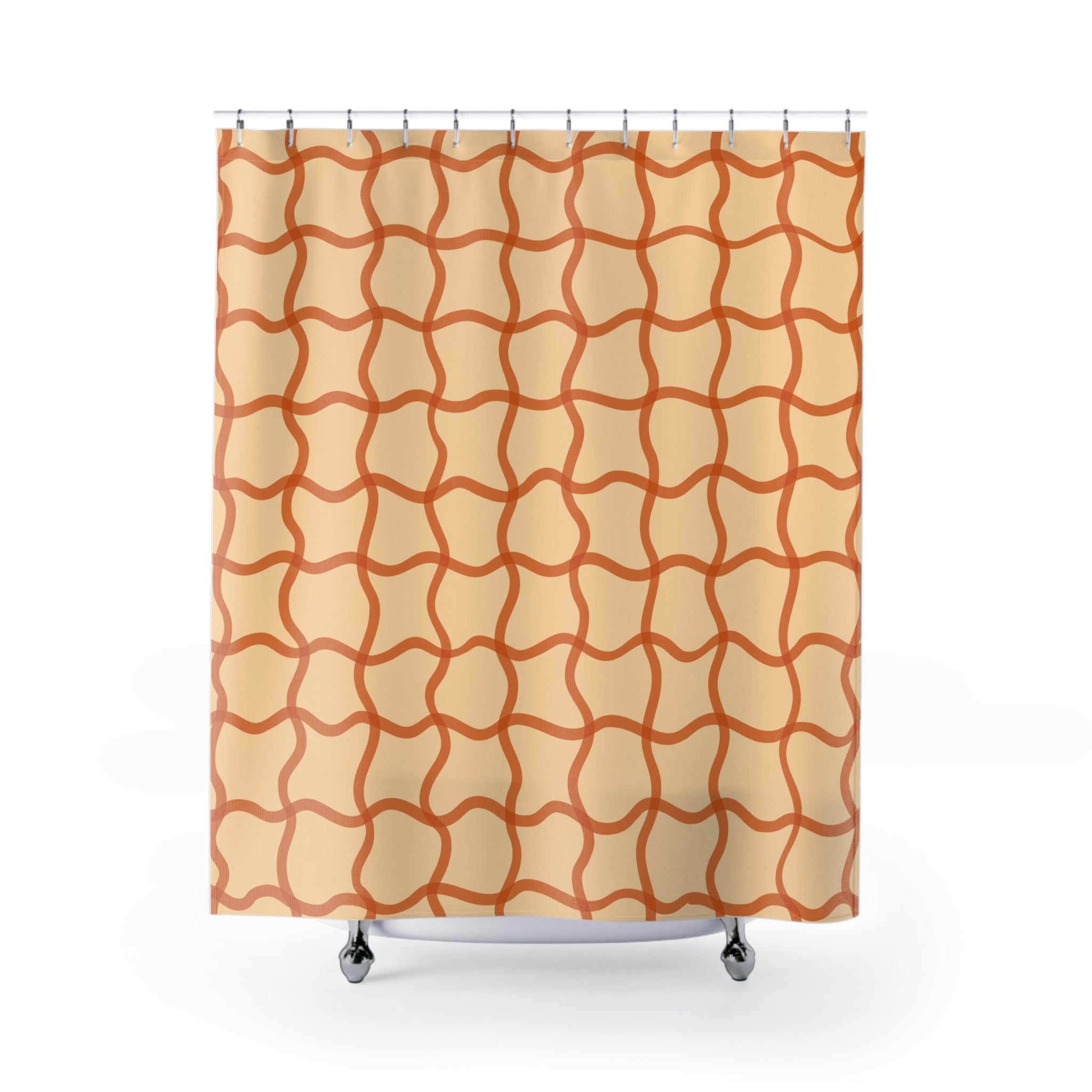Boho Pattern Shower Curtain, Modern Wave Design, Bathroom Decor, Bohemian Style, Home Textile, Gift for Friends