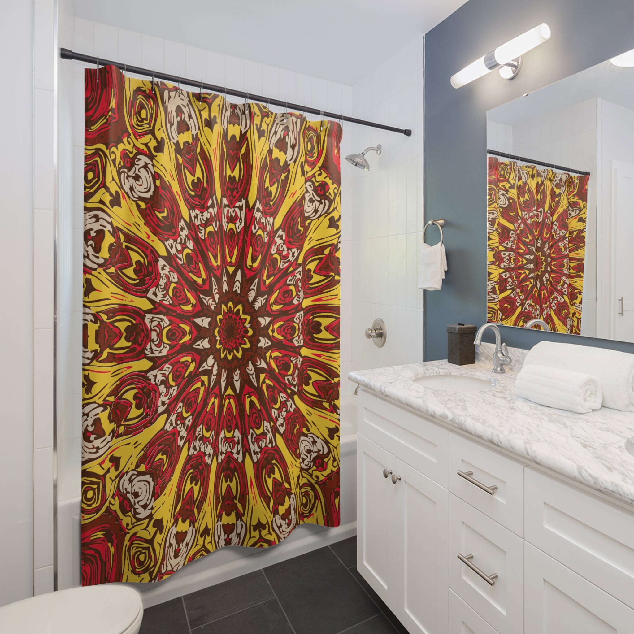 Redish Lifes Awakening Pattern Shower Curtain